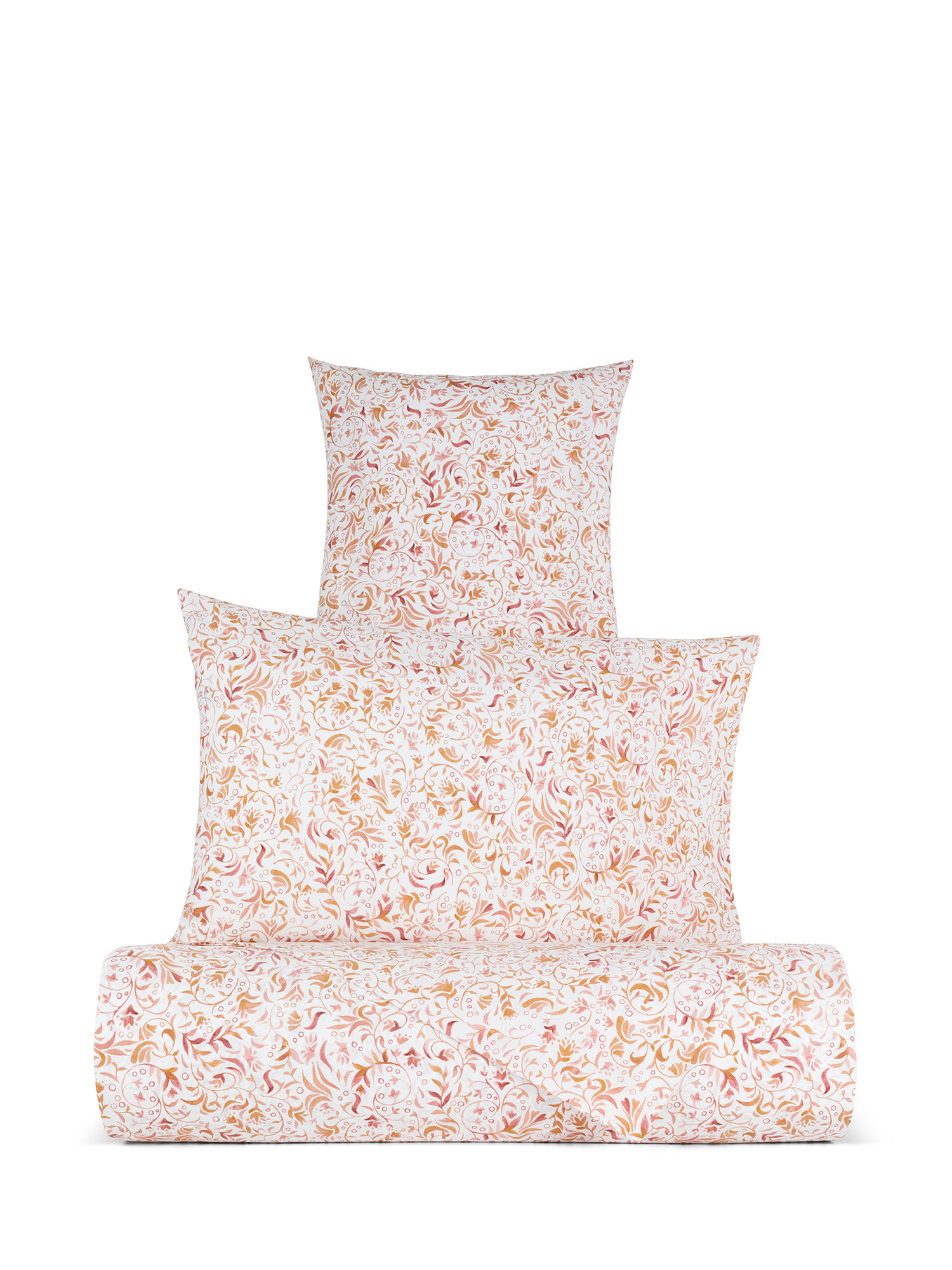 Little flowers patterned cotton percale duvet cover set, Pink, large image number 0