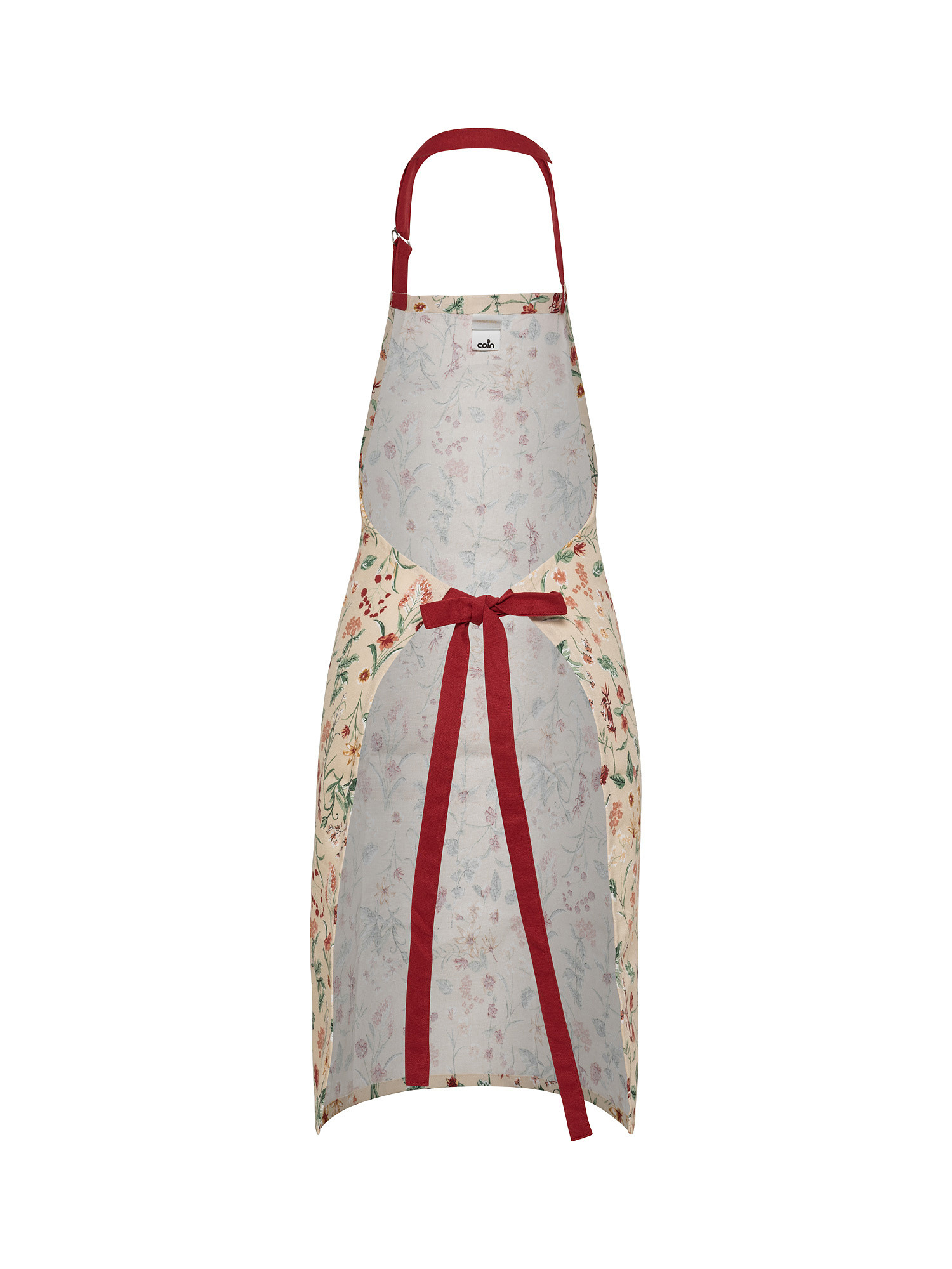 Kitchen apron in 100% cotton with floral print, Beige, large image number 1