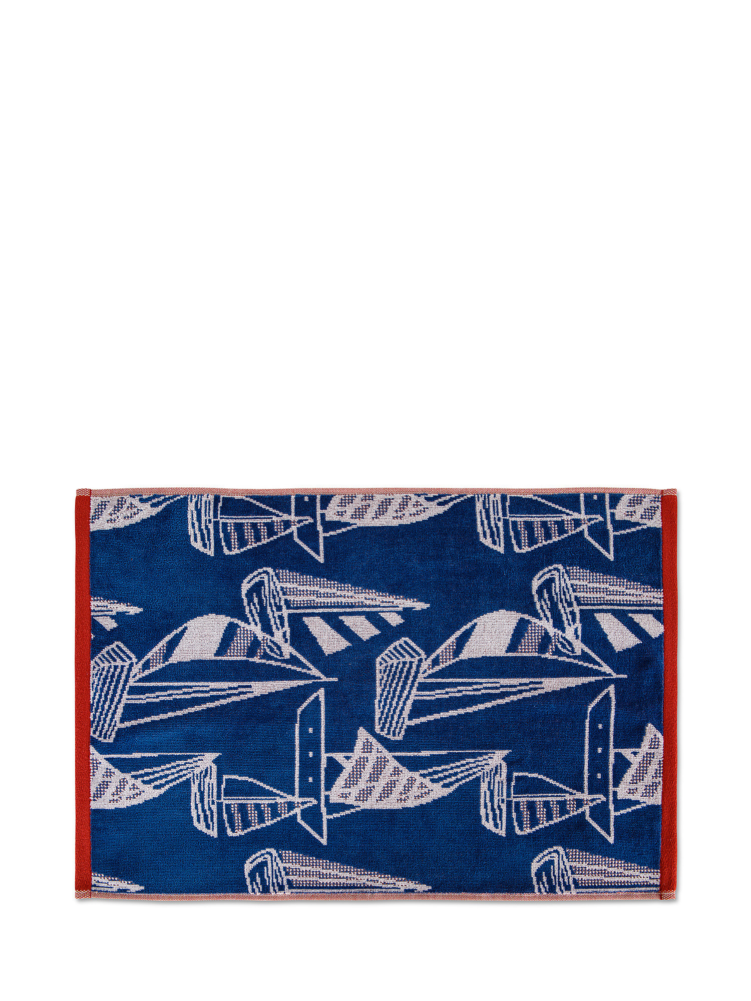 Cotton velor towel with boat motif, Blue, large image number 1