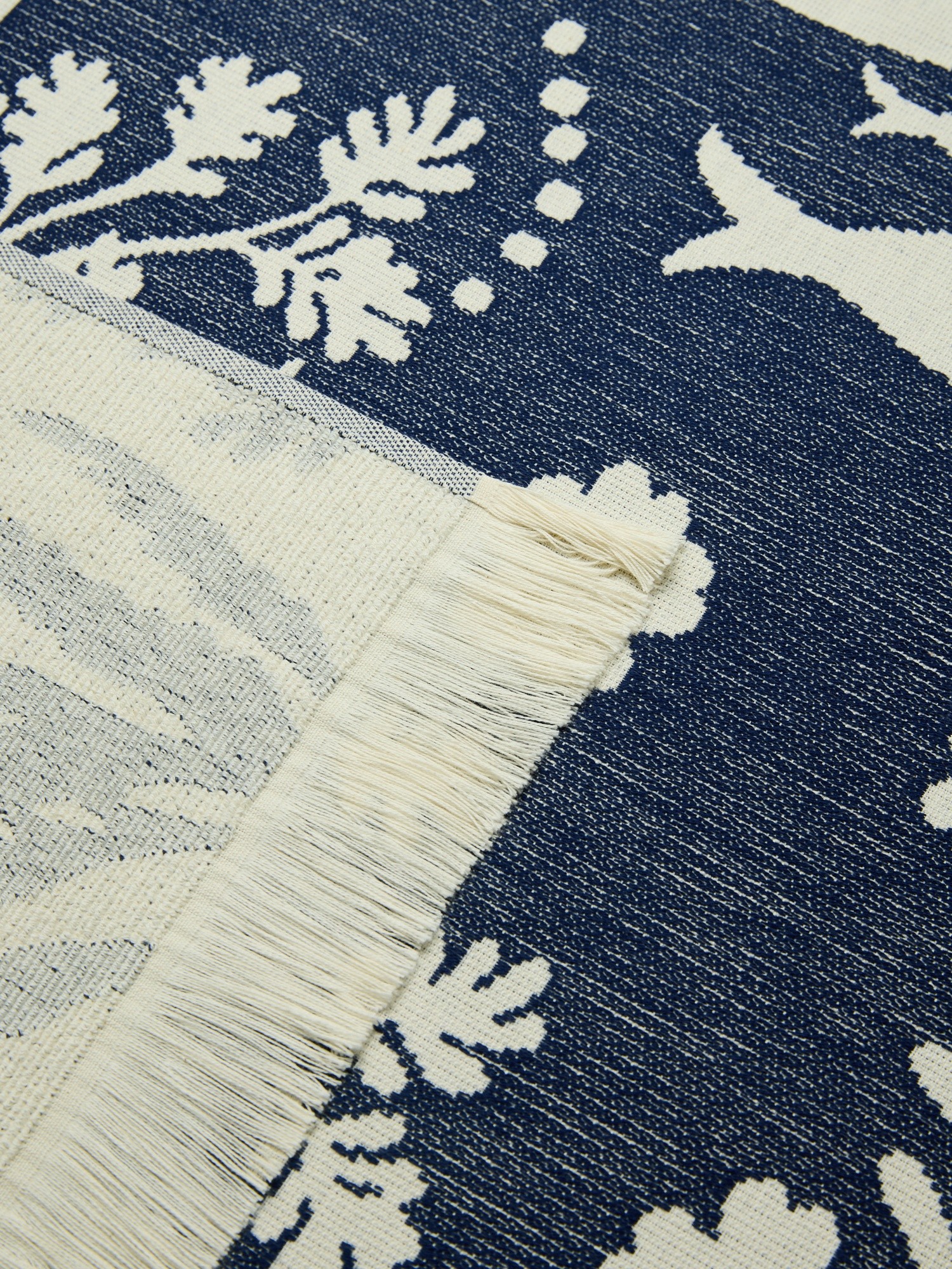 Fringed Cotton Hammam Beach Towel - Introductory Price, Blue, large image number 1