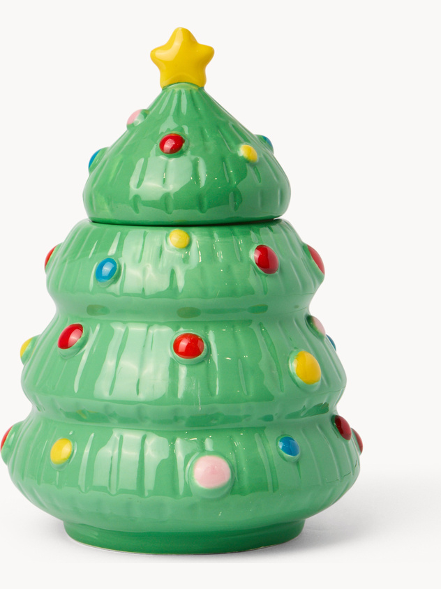Biscottiera in ceramica a forma di albero di Natale