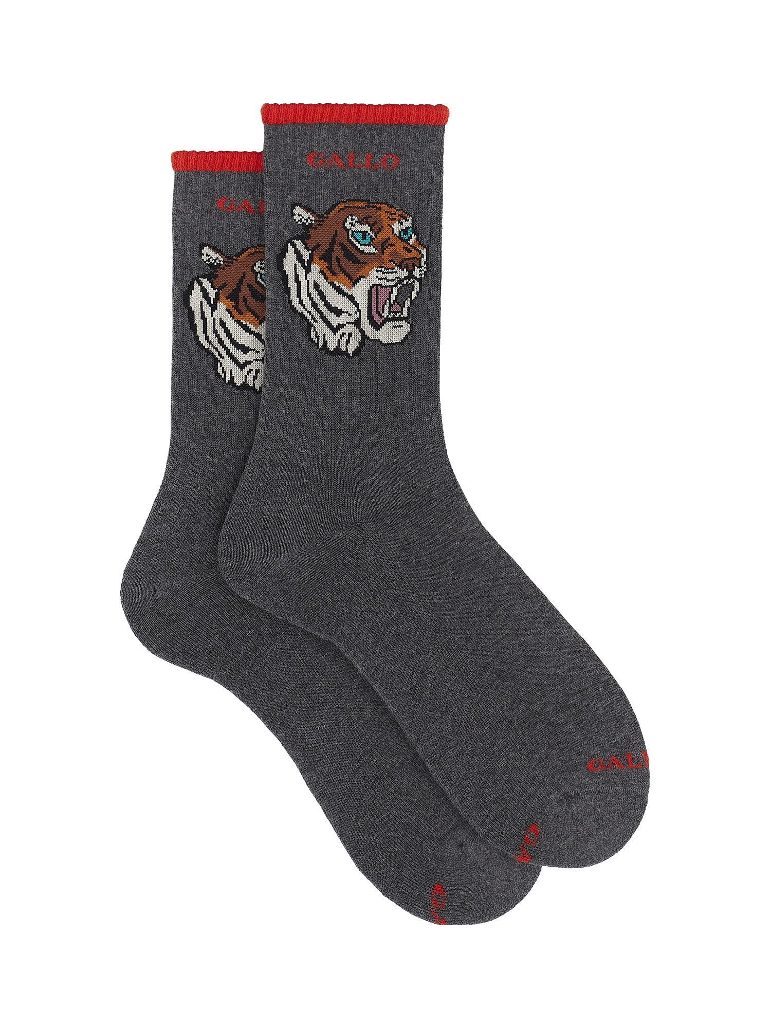 Short sock with tiger, Grey, large image number 0