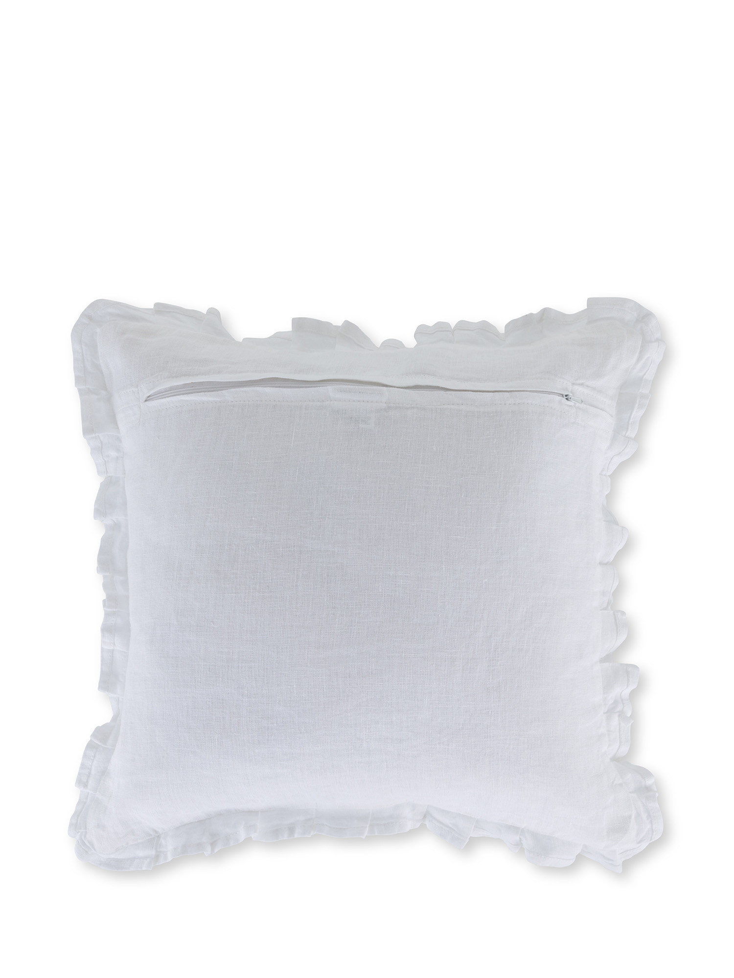 Cuscino rigato in puro lino 40x40 cm, Bianco, large image number 1