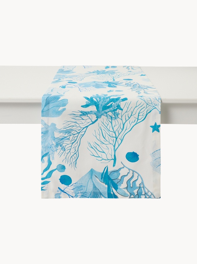 Panama Cotton Table Runner with Marine Print - Introductory Price
