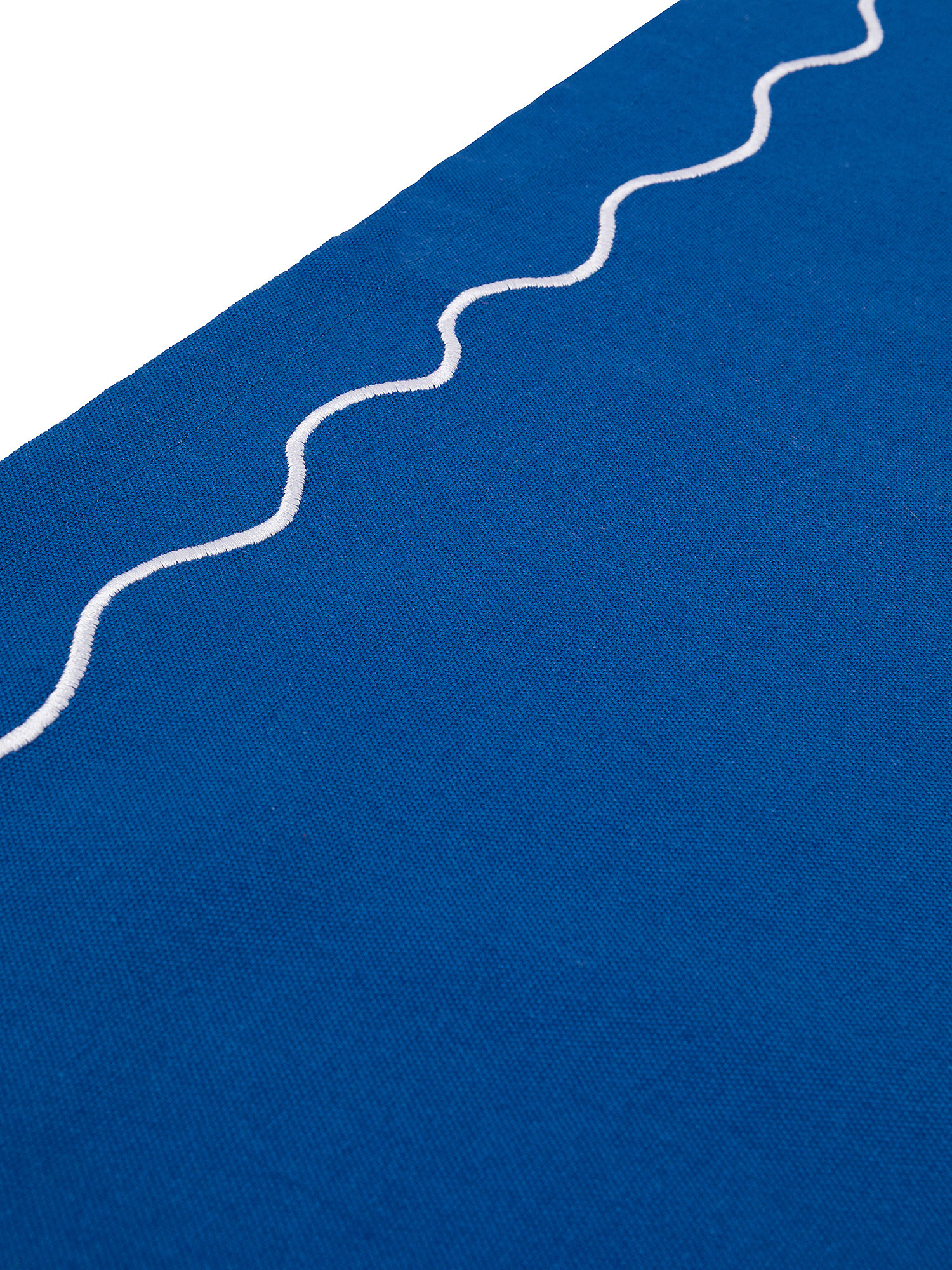 Wave embroidered cotton table runner, Royal Blue, large image number 1