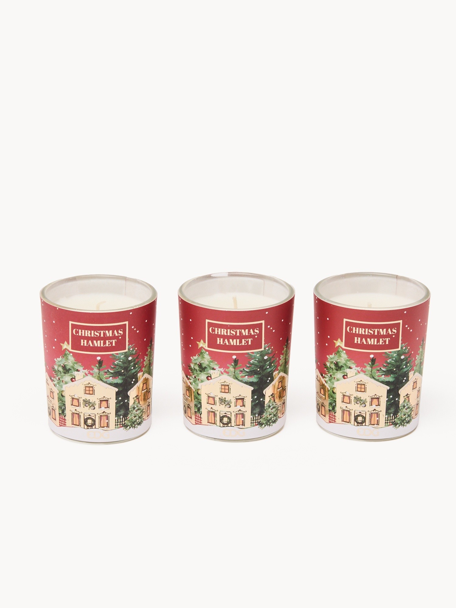 Set of 3 scented candles in a gift box, Red, large image number 1