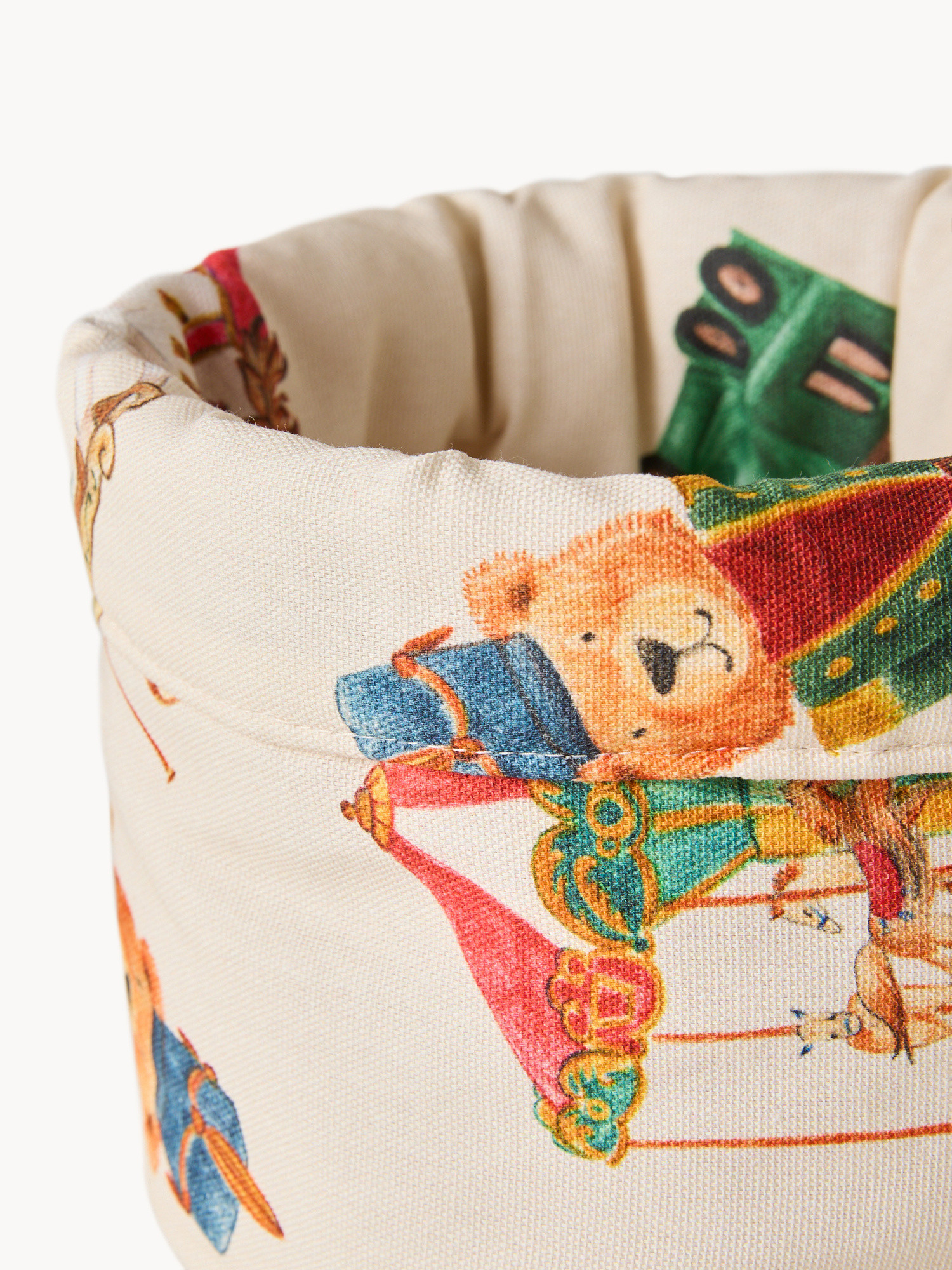 Cestino in panama di puro cotone con stampa natalizia, Multicolor, large image number 1