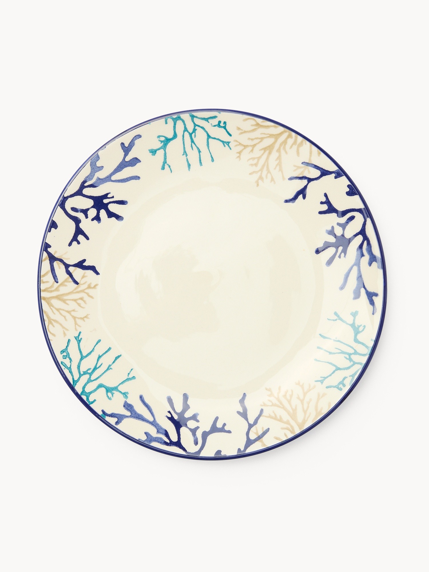 Ceramic dinner plate with coral pattern, Bianco/Azzurro, large image number 0