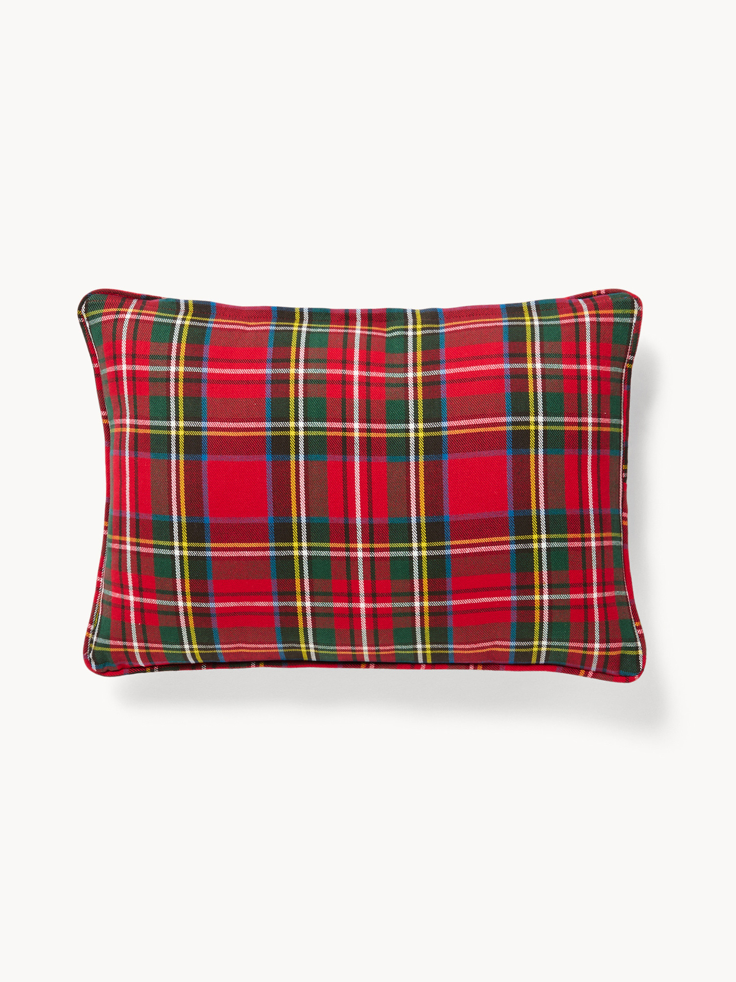 Cuscino 35x50 in cotone motivo tartan, Rosso, large image number 1