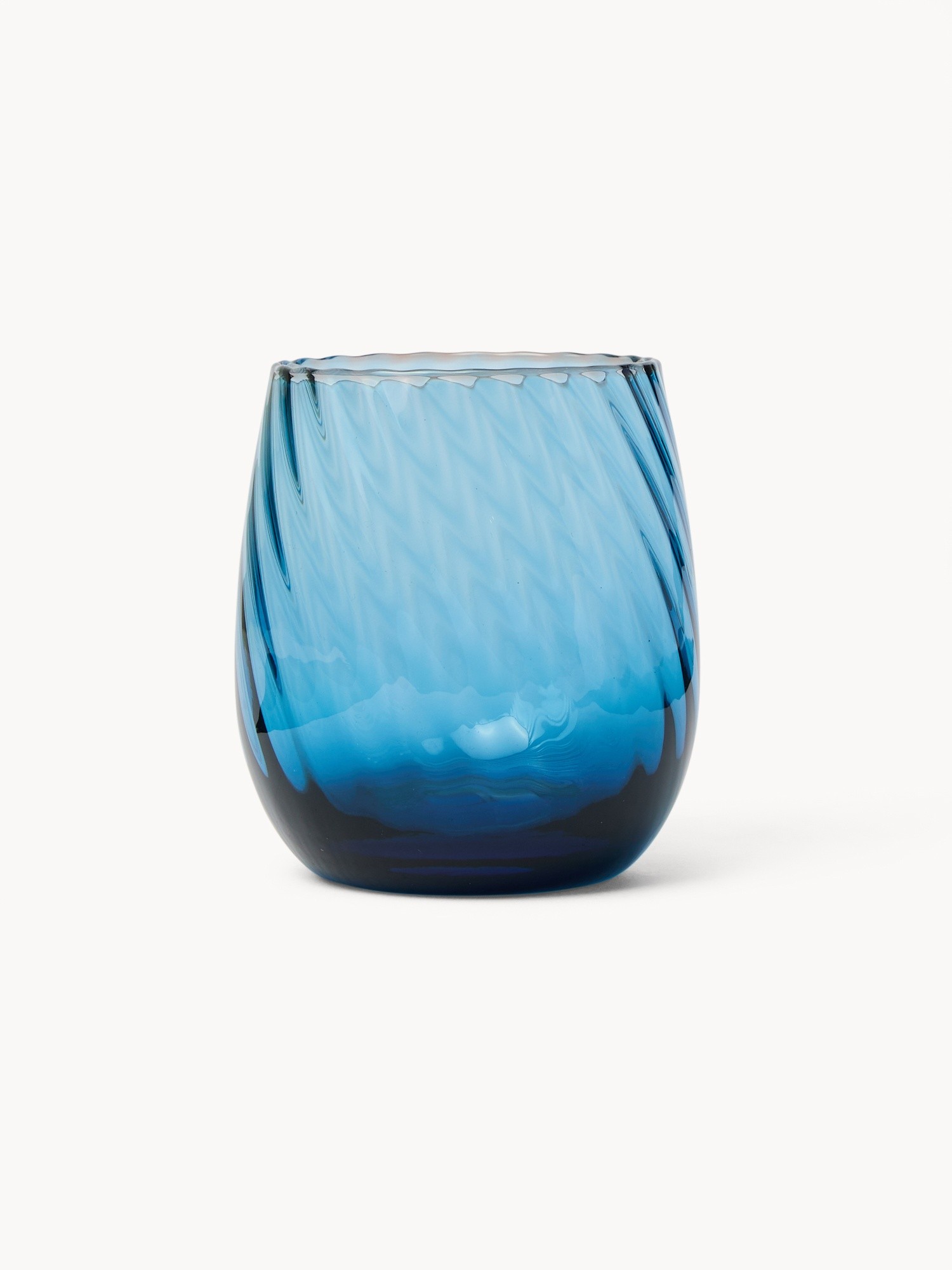 Bicchiere in vetro effetto optical, Blu, large image number 0