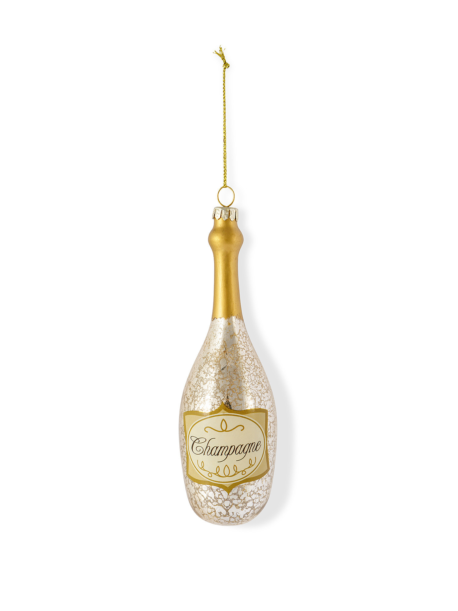 Hand-decorated glass bottle decoration, Gold, large image number 0