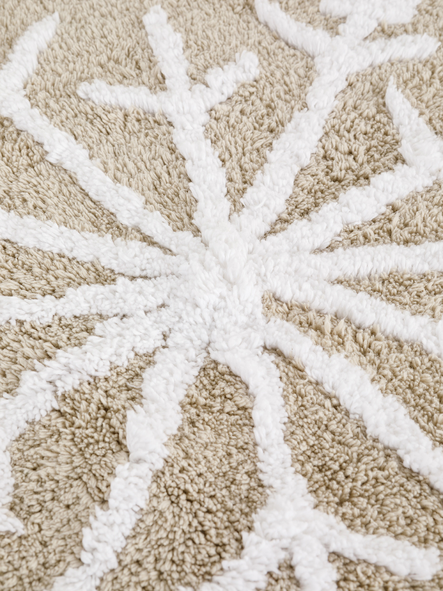 Tappeto bagno cotone ricamo fiocchi di neve, Beige, large image number 1