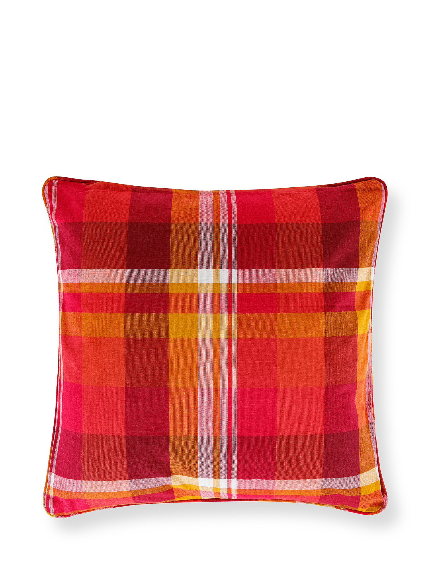 Cuscino cotone motivo check 45x45cm, Rosso, large image number 1