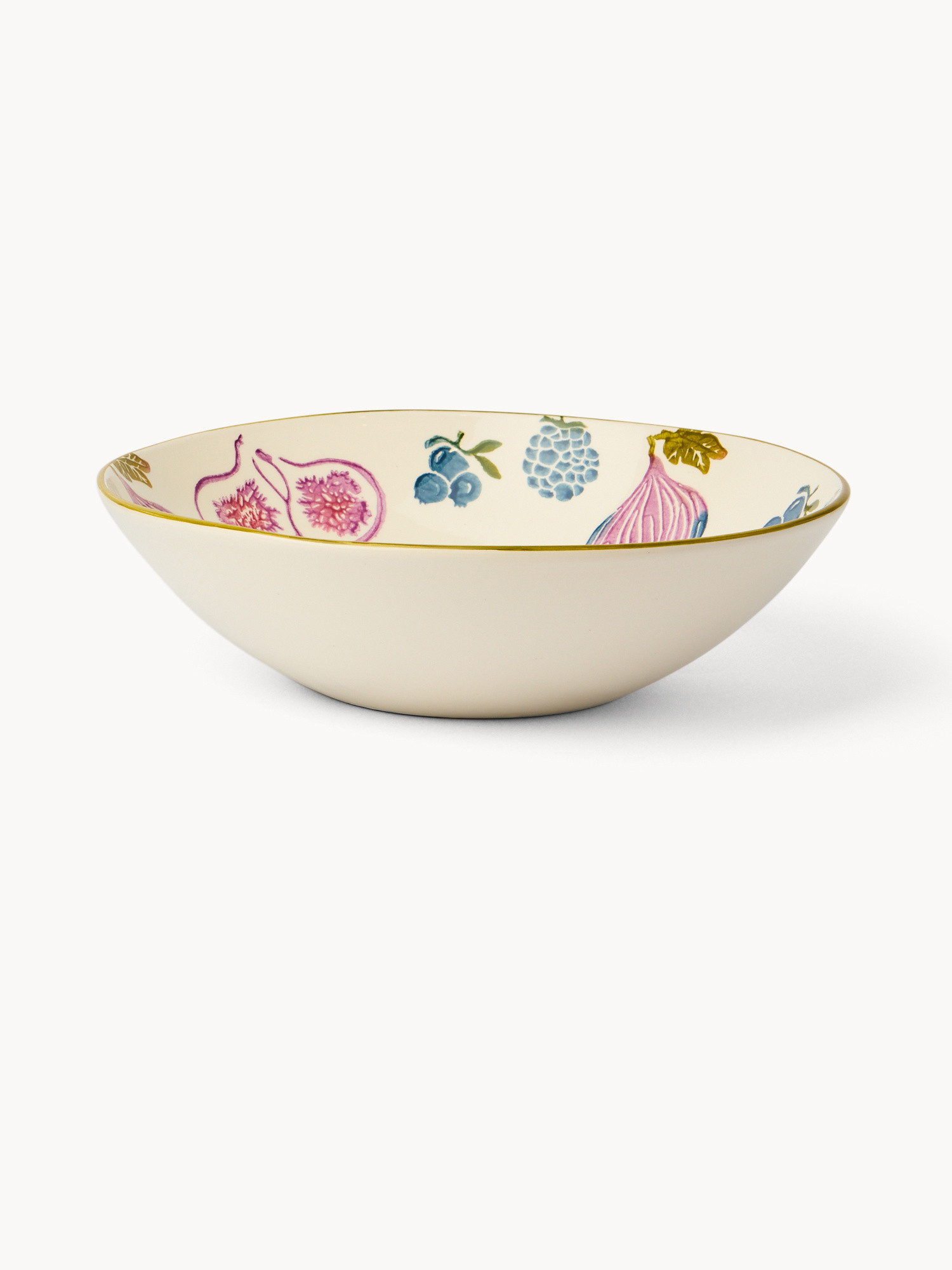 Ceramic salad bowl with hand-painted fig motif, Multicolor, large image number 0
