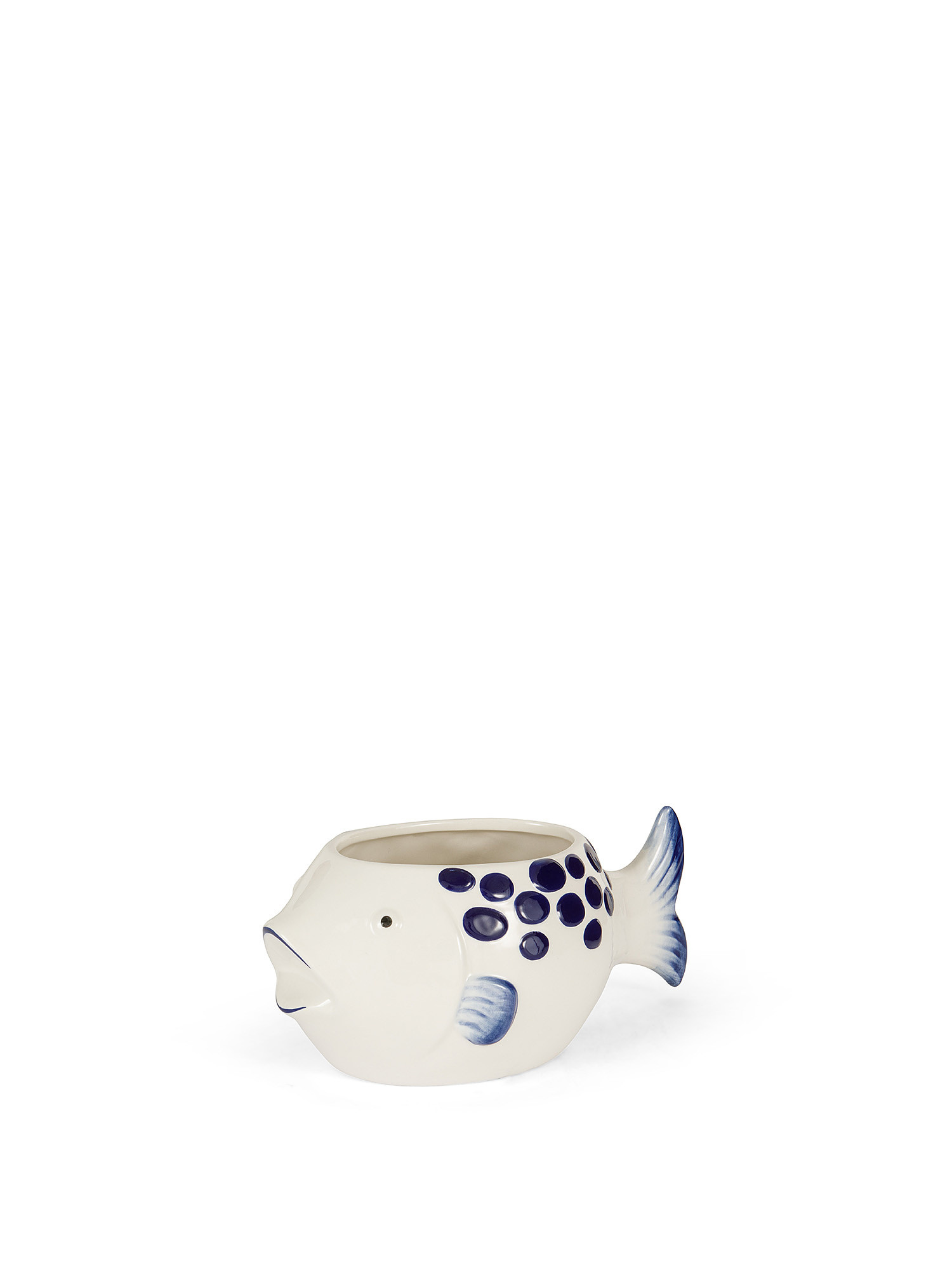 Cachepot in ceramica a pesce dipinta a mano, Bianco, large