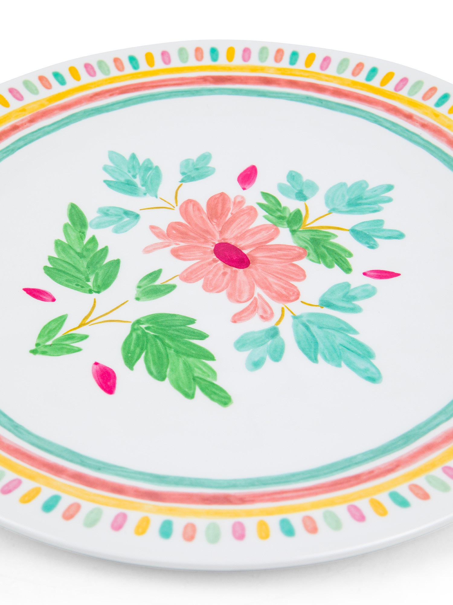 Melamine dinner plate with flower motif, White, large image number 1