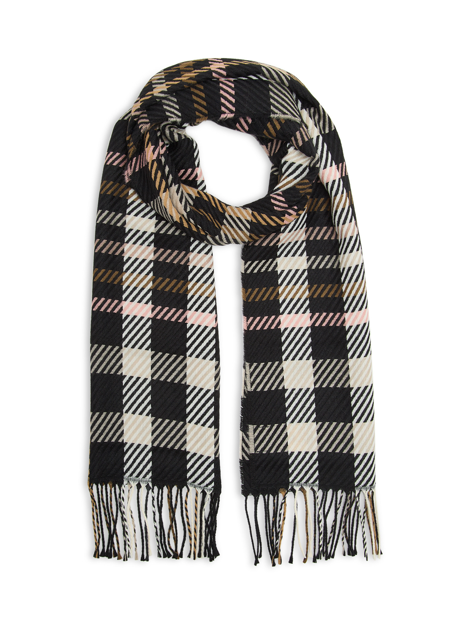 Koan - Plaid and striped stole, Brown, large image number 0