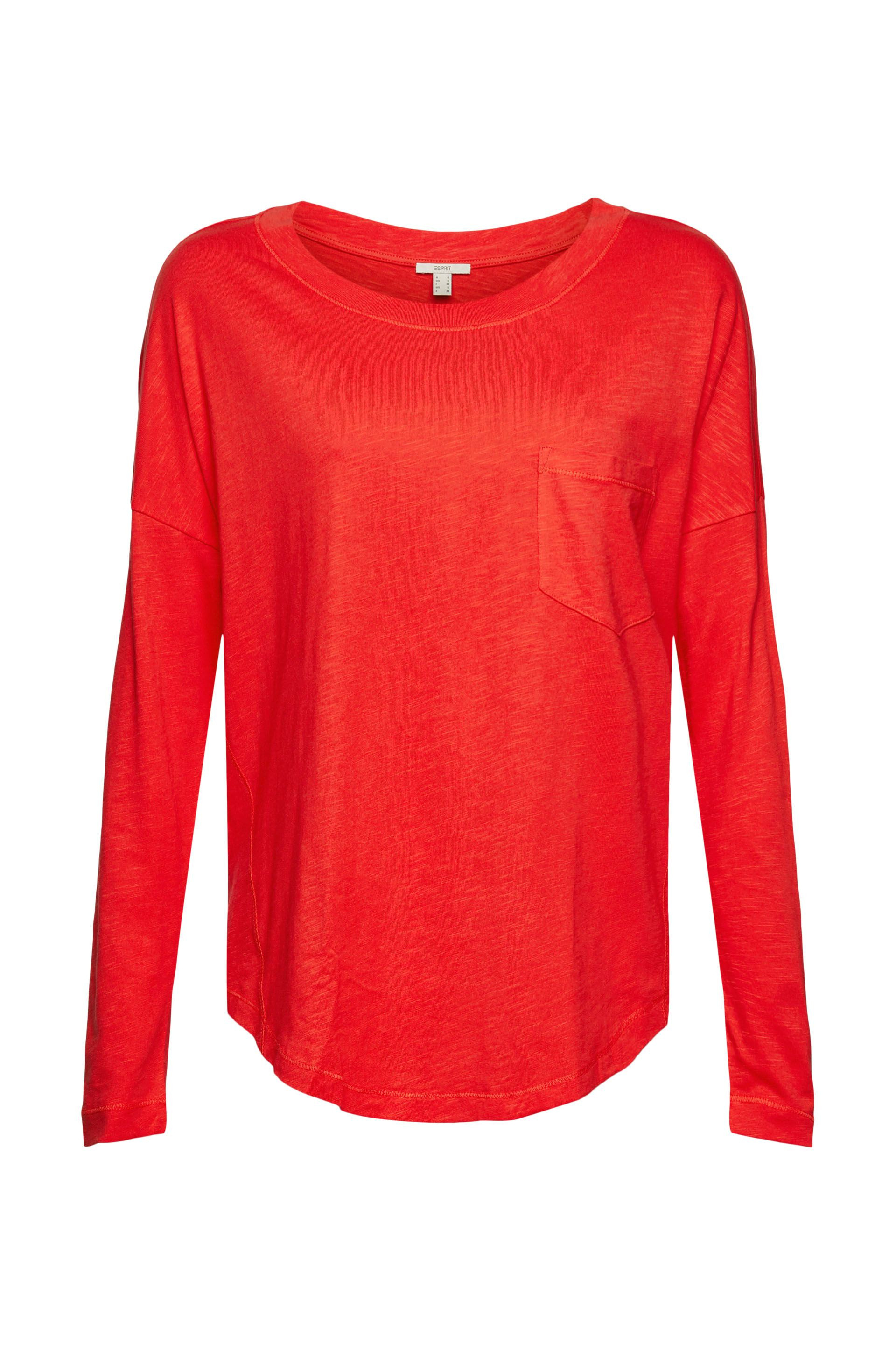 Long-sleeved T-shirt with pocket, Orange, large image number 0