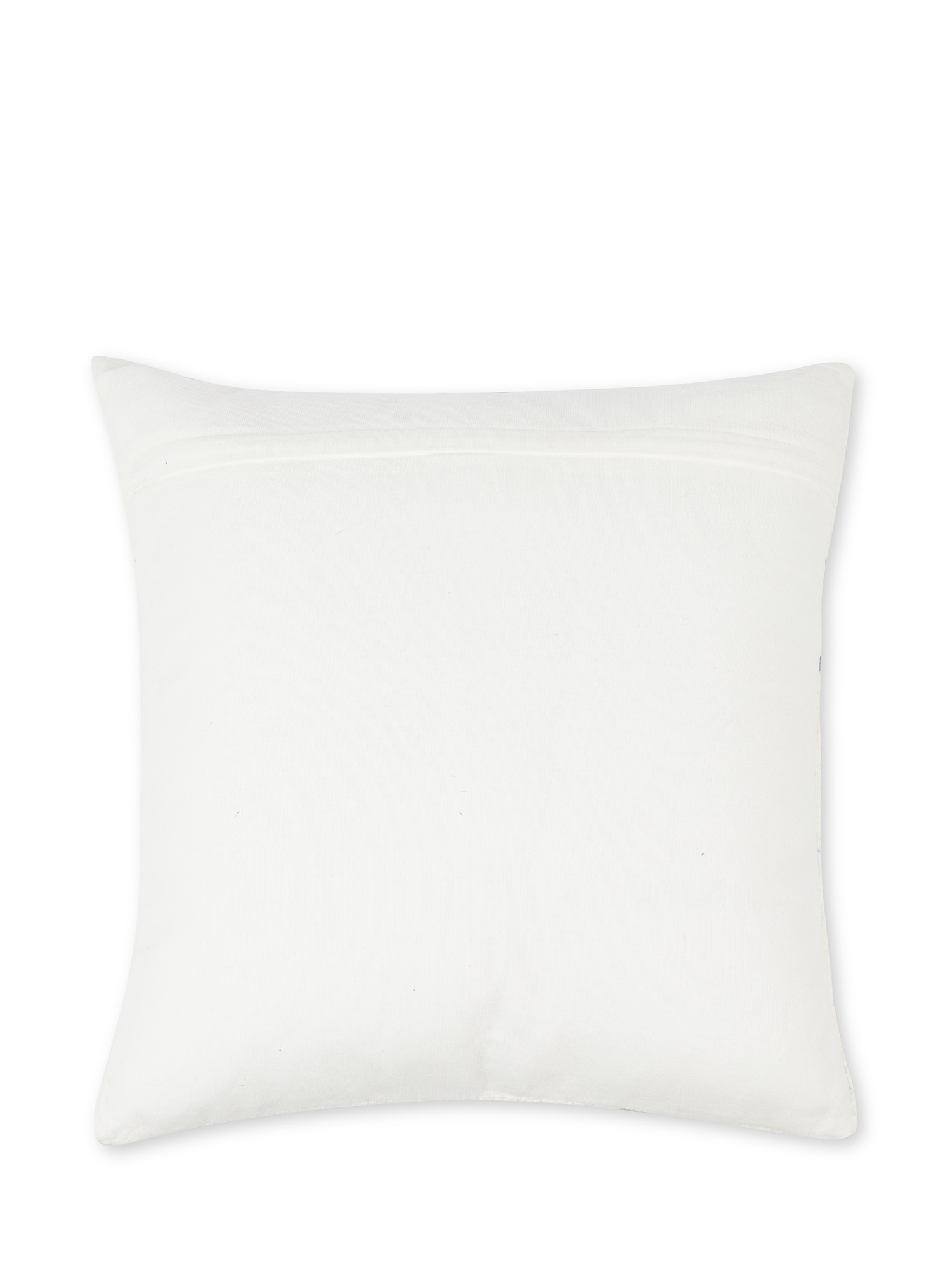 Cuscino tessuto sherpa ricamato 45x45cm, Bianco, large image number 1