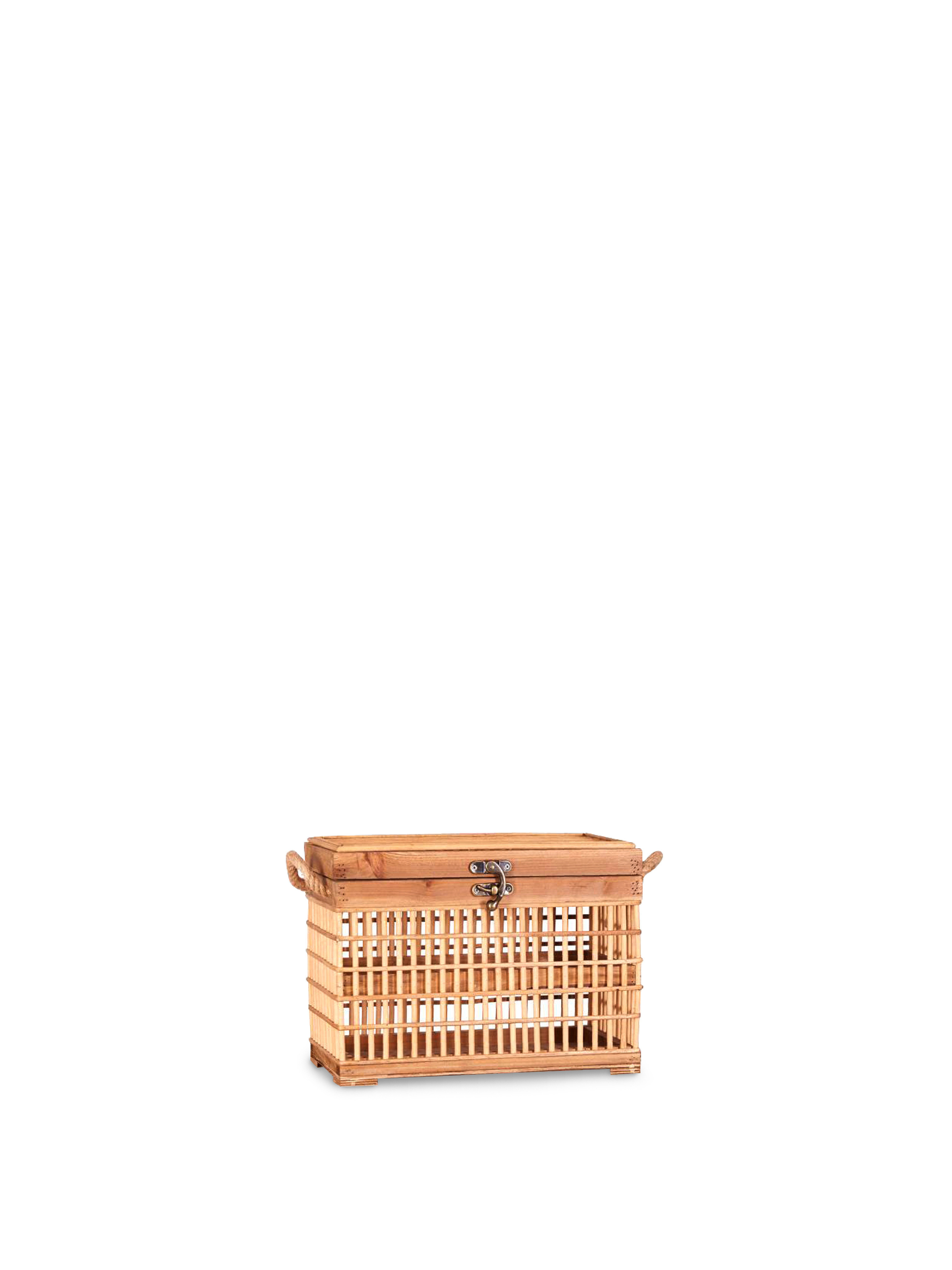 Decorative trunk in bamboo, Beige, large image number 0