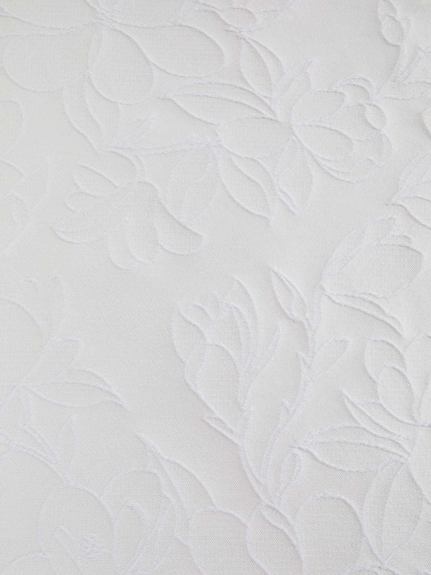 Copriletto cotone tinta unita motivo floreale, Bianco, large image number 1