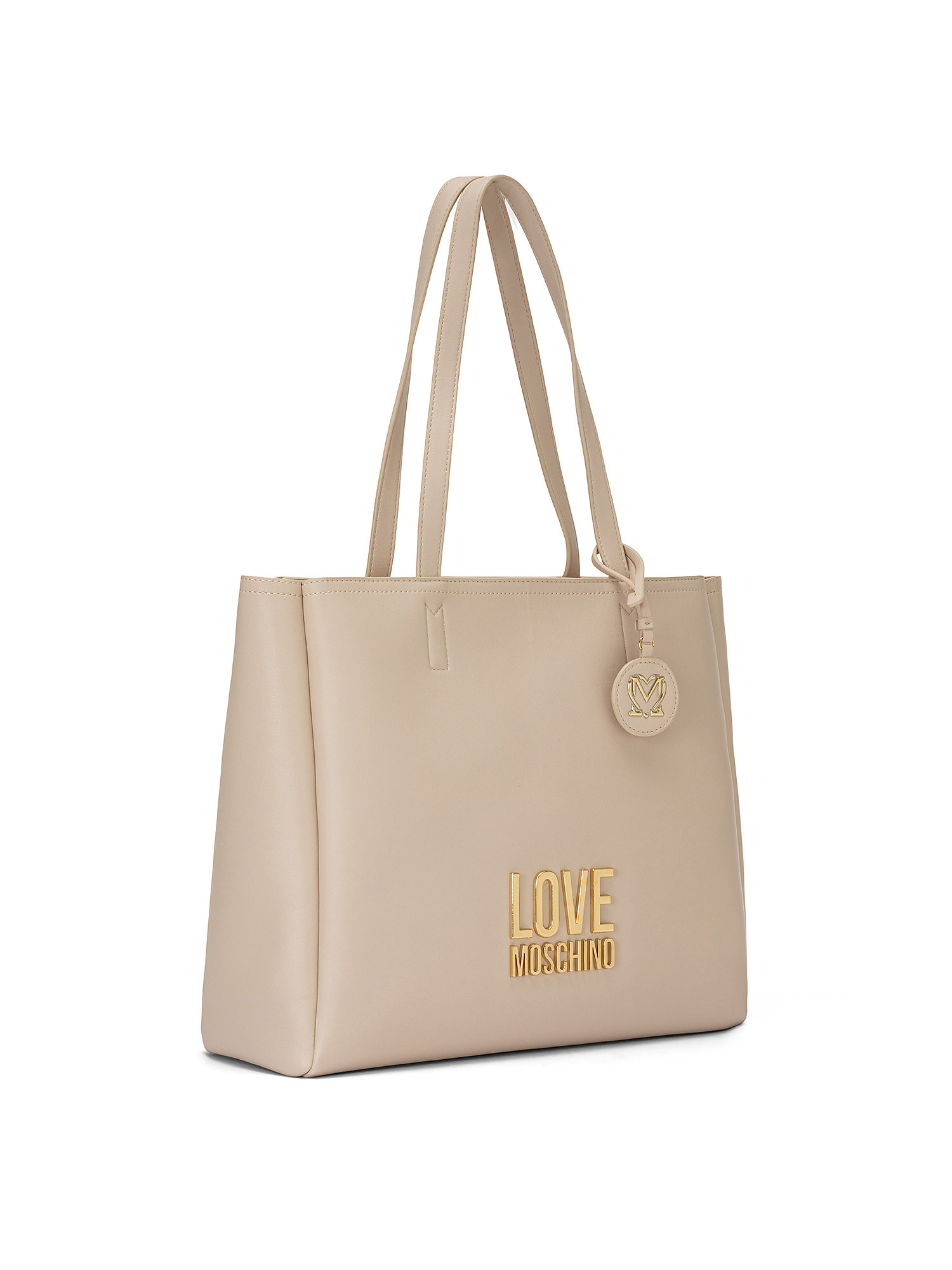 Shopping bag con logo, Avorio, large