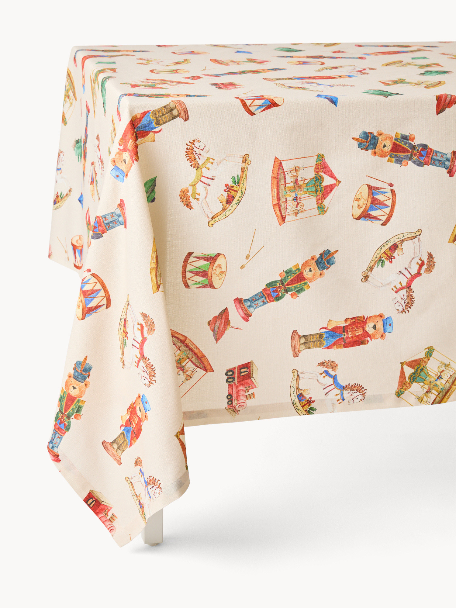 Tovaglia idrorepellente in panama di puro cotone con stampa natalizia, Multicolor, large image number 0