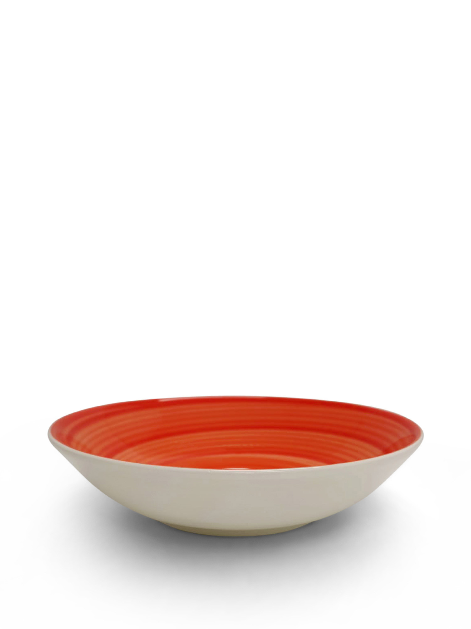 Spiral hand painted ceramic soup plate, Orange, large image number 0
