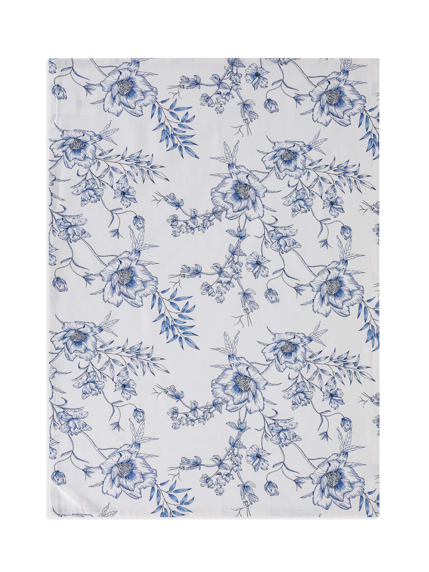 Set 2 strofinacci cotone stampa floreale, Azzurro, large image number 1