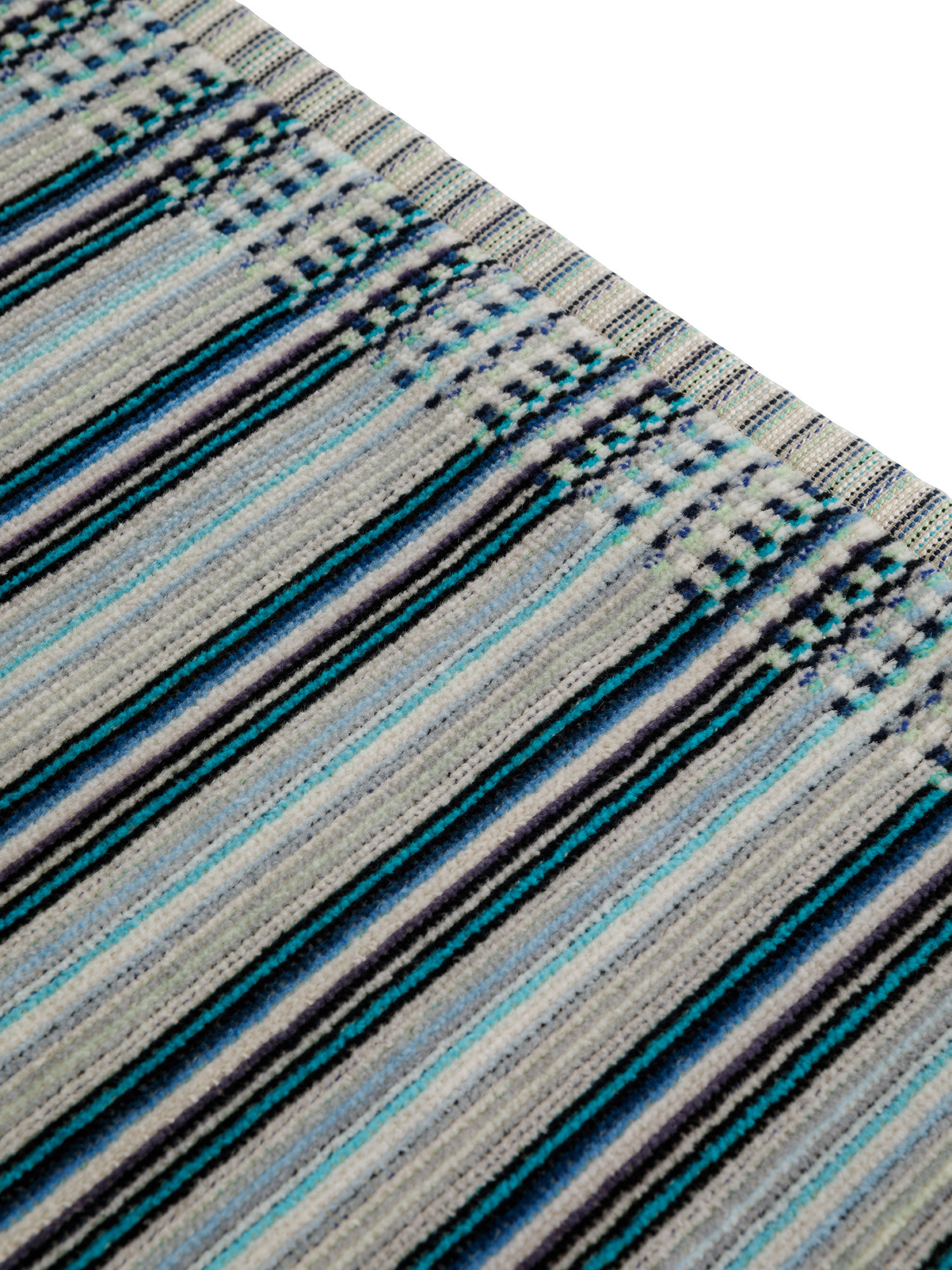 Asciugamano in velour di puro cotone tinto in filo con fantasia a righe, Blu, large image number 2
