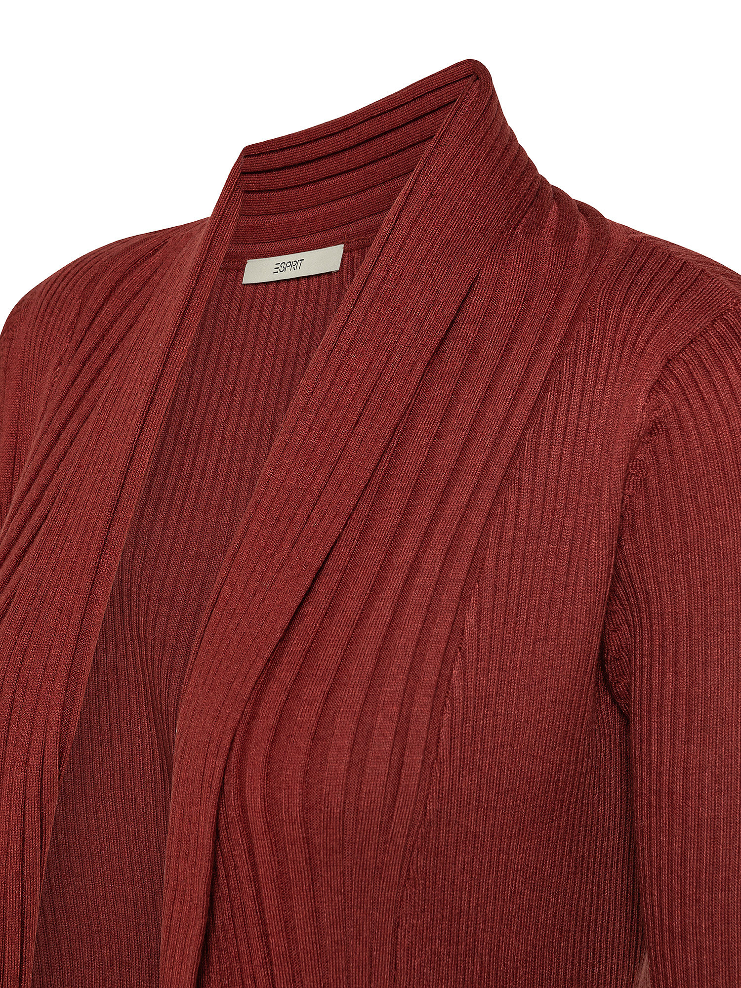 Open ribbed cardigan, Brick Red, large image number 2