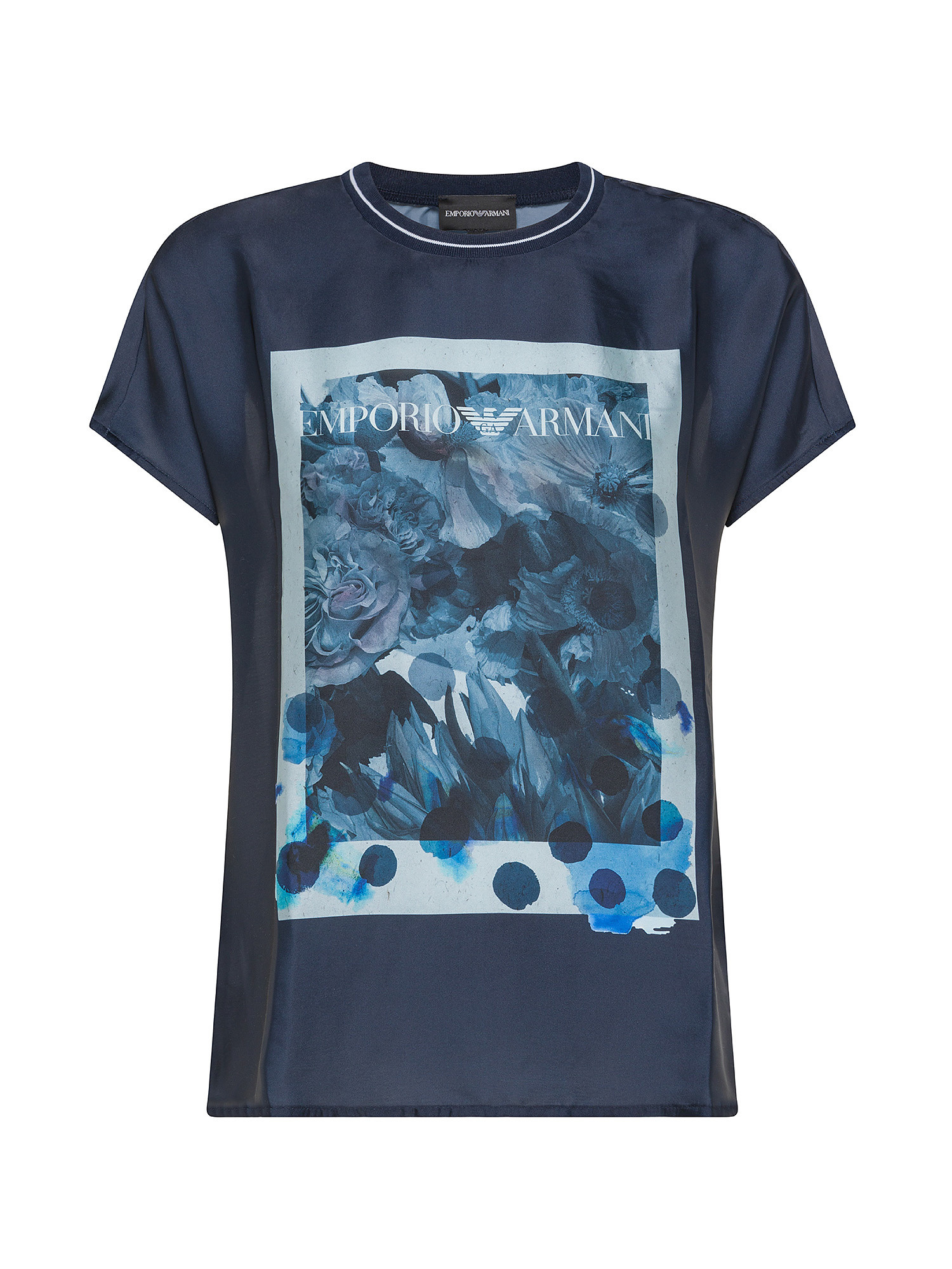 Emporio Armani - T-shirt con maxi stampa, Blu scuro, large image number 0