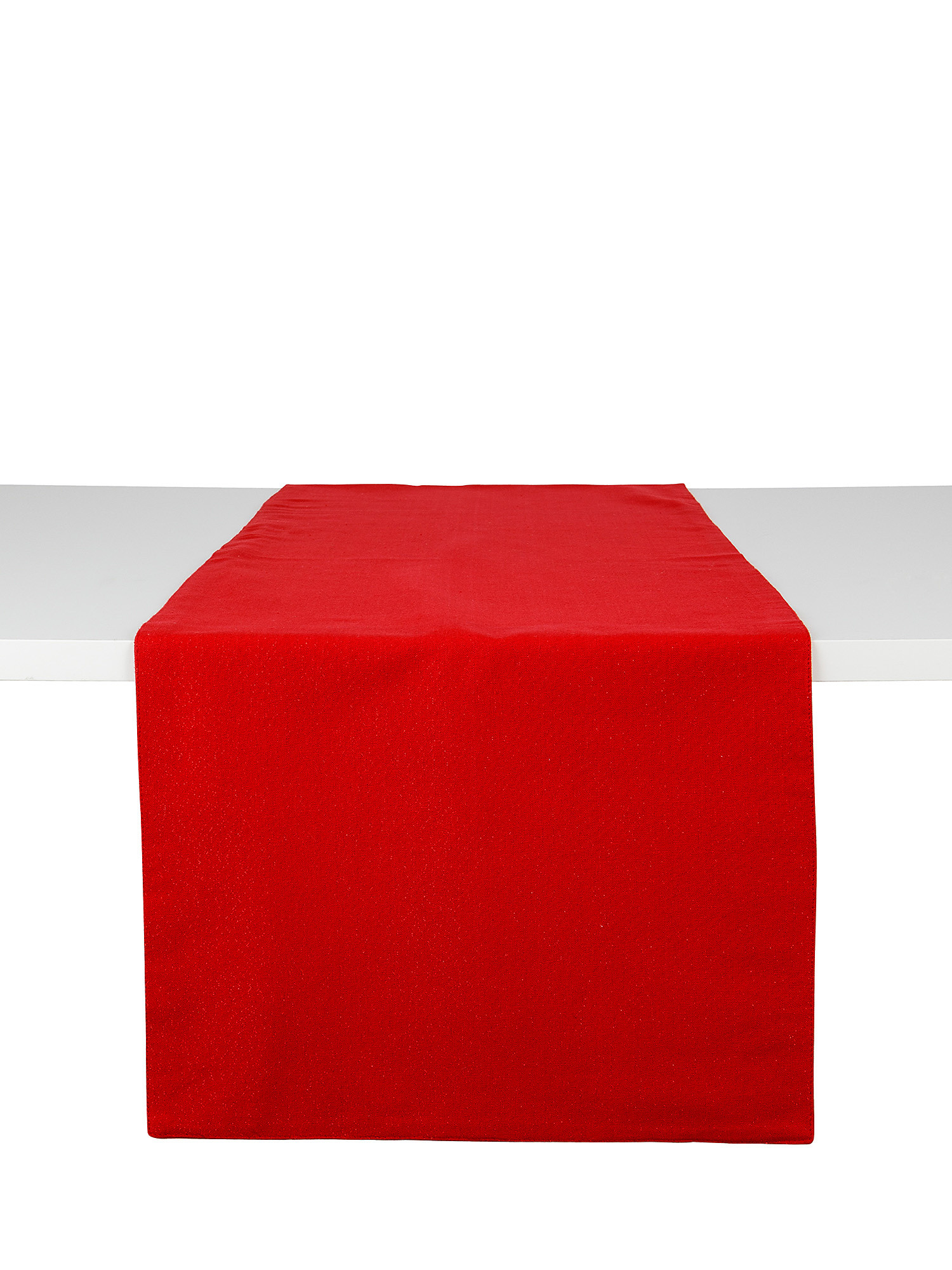 Solid color cotton table runner with lurex threads, Red, large image number 0