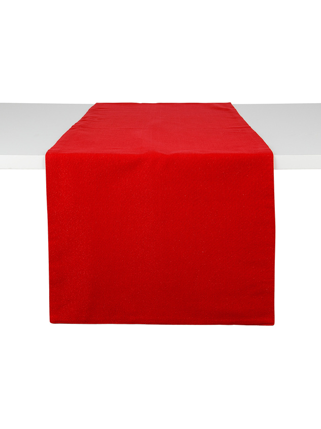 Solid color cotton table runner with lurex threads