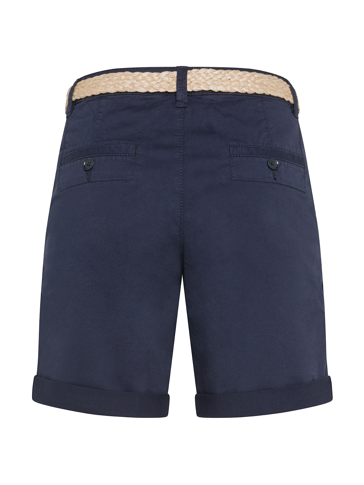 Esprit - Shorts with braided raffia belt, Dark Blue, large image number 1
