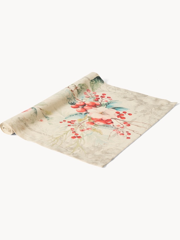 Runner in drill di puro cotone Bacche by Tessitura Randi