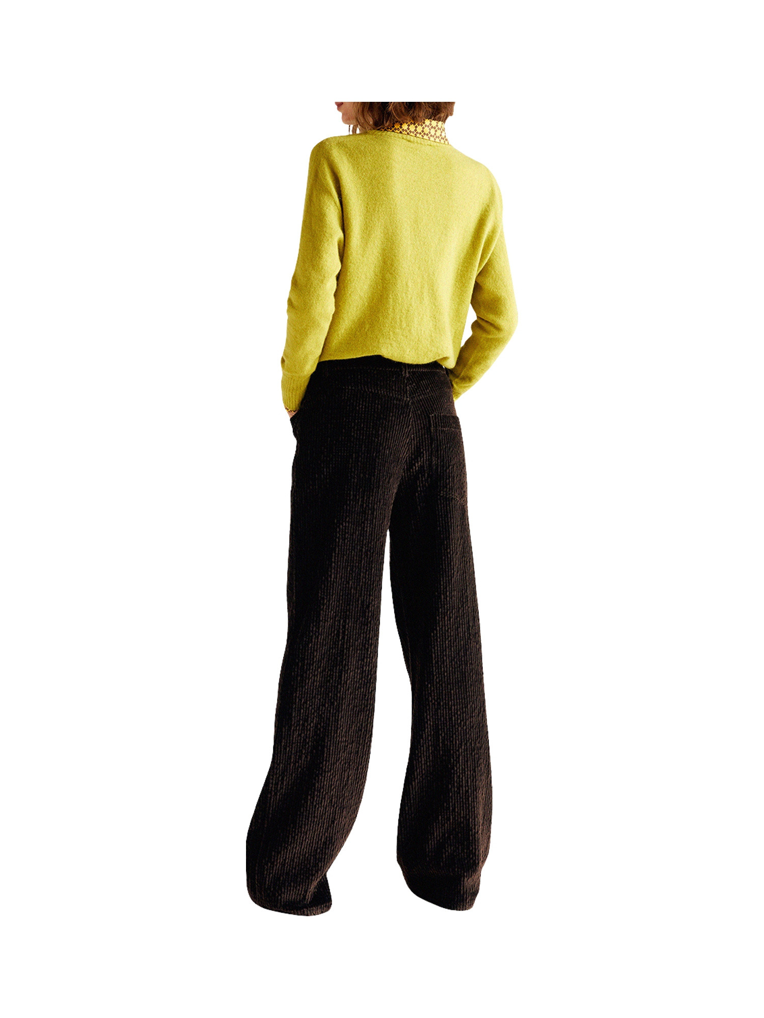 Pantalone a gamba svasata in velluto, Brown, large image number 5