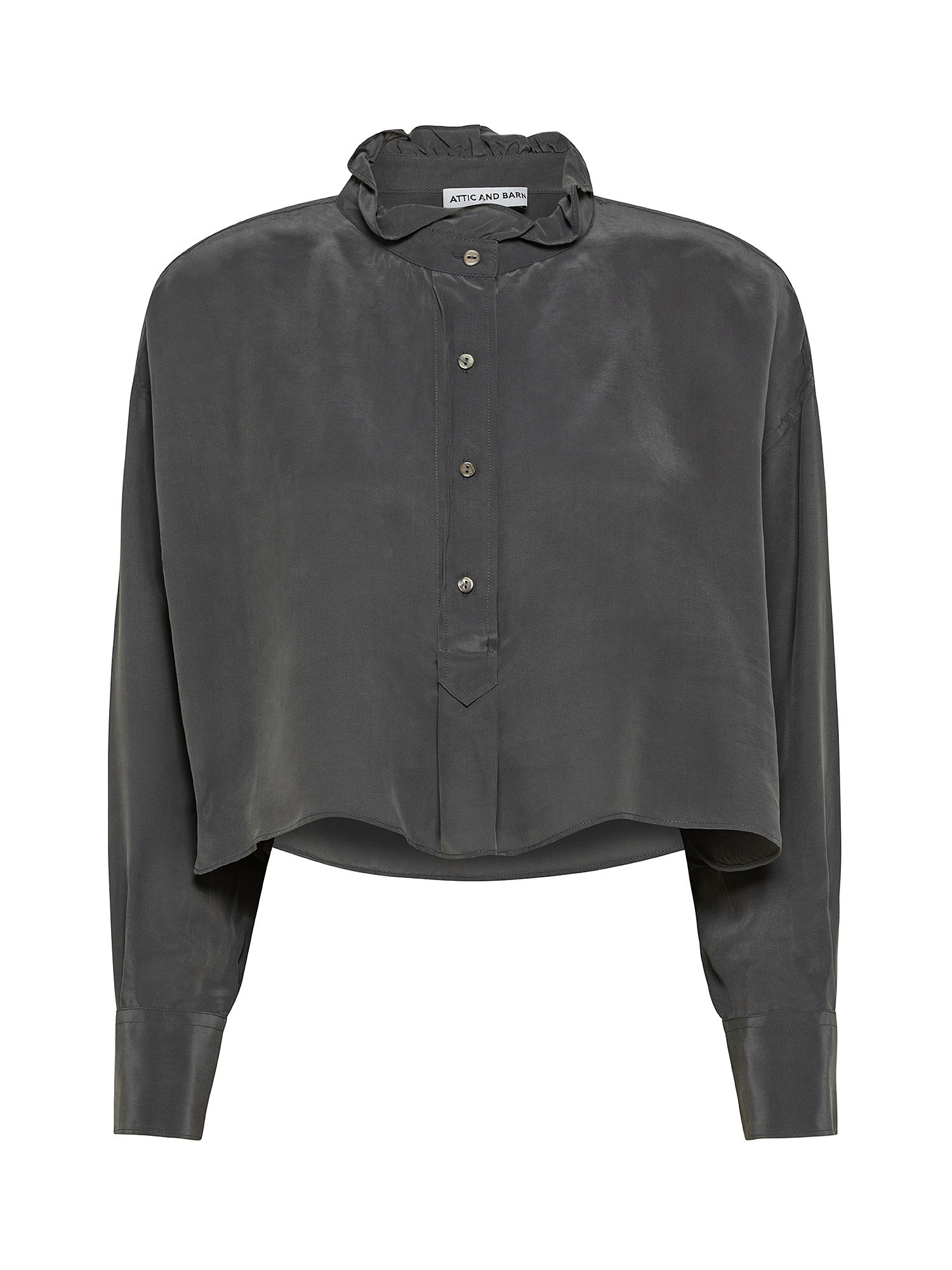 Crop blouse in viscose cut over, Grey, large image number 0
