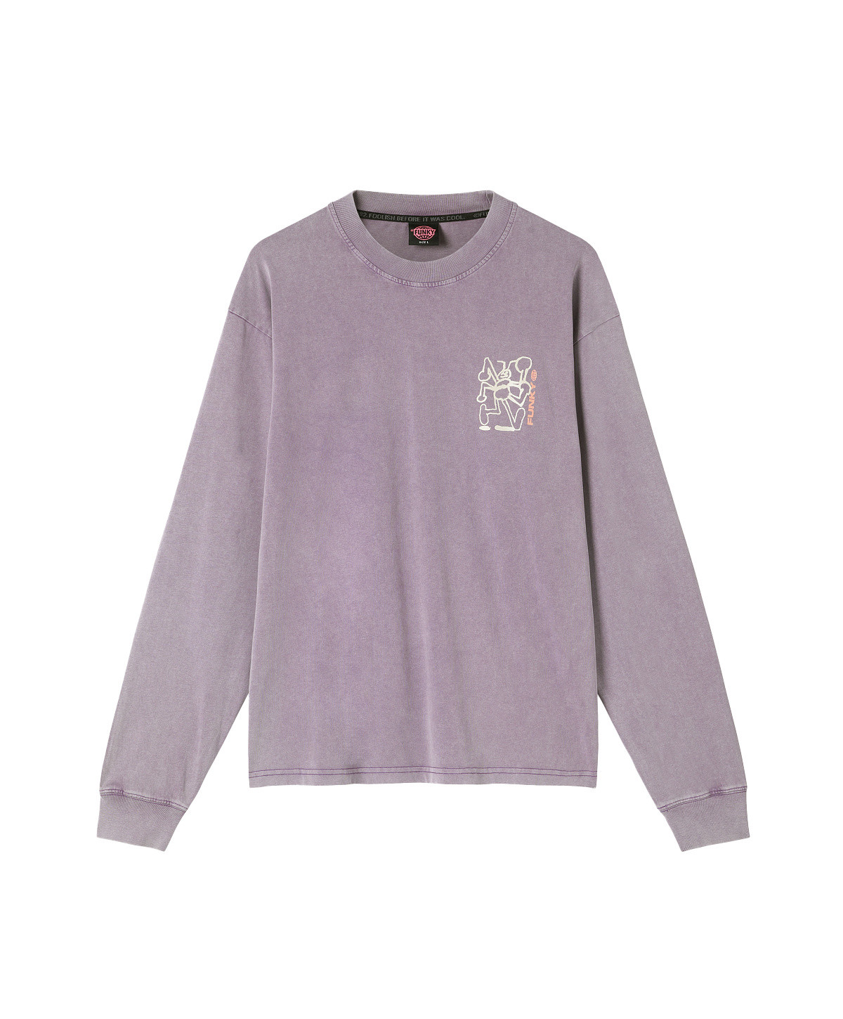 Funky - Crew-neck sweater with washed effect print, Purple Lilac, large image number 0