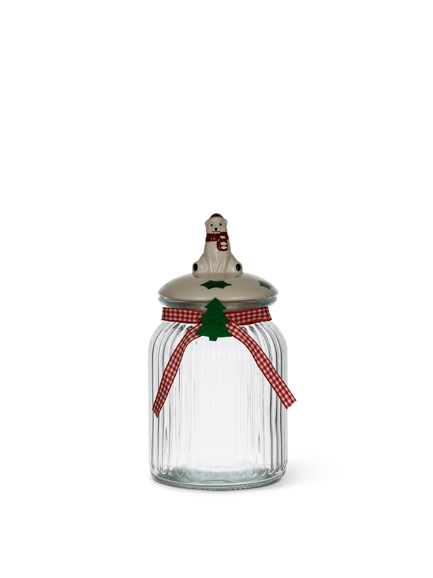 Glass jar with bear lid, Transparent, large image number 0