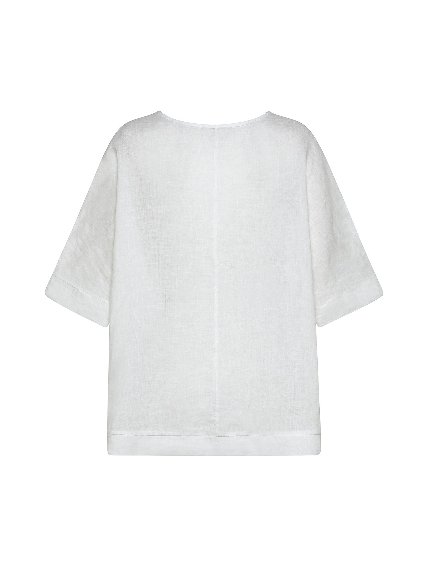 Camicia over puro lino tinta unita, Bianco, large image number 1