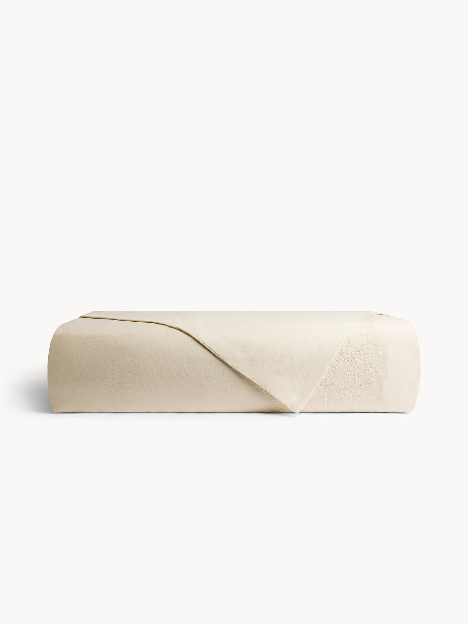Flat sheet in pure washed cotton with embroidery, White, large image number 1
