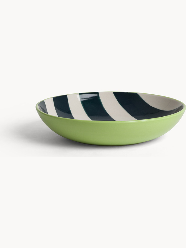 Piatto fondo in ceramica a righe