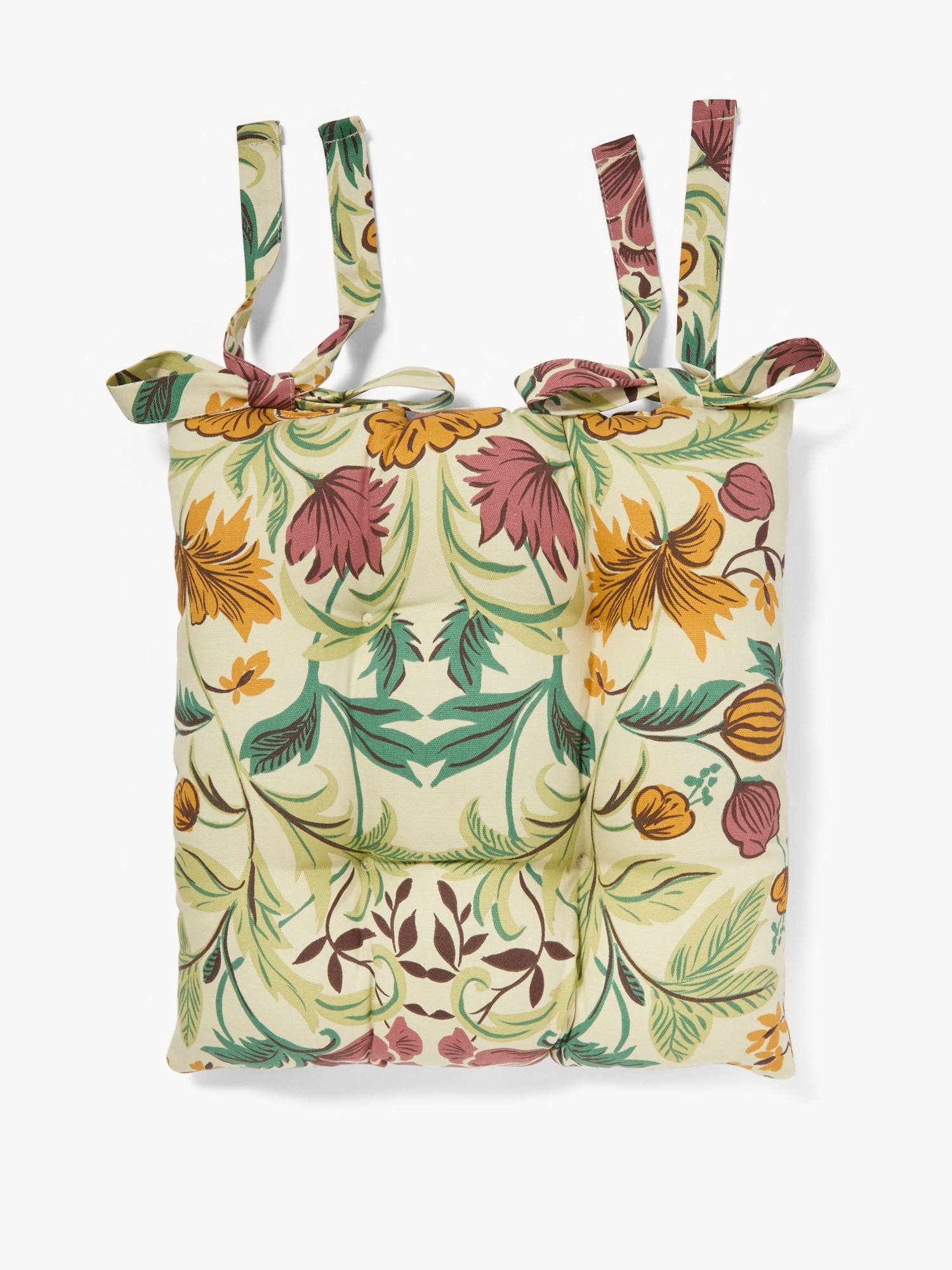 Cuscino da sedia con lacci in panama di cotone con stampa floreale stile western - Prezzo di lancio, Multicolor, large image number 0