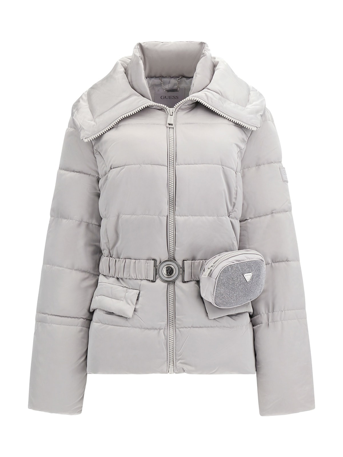 Down jacket with belt with mini bag applied, Light Grey, large image number 0