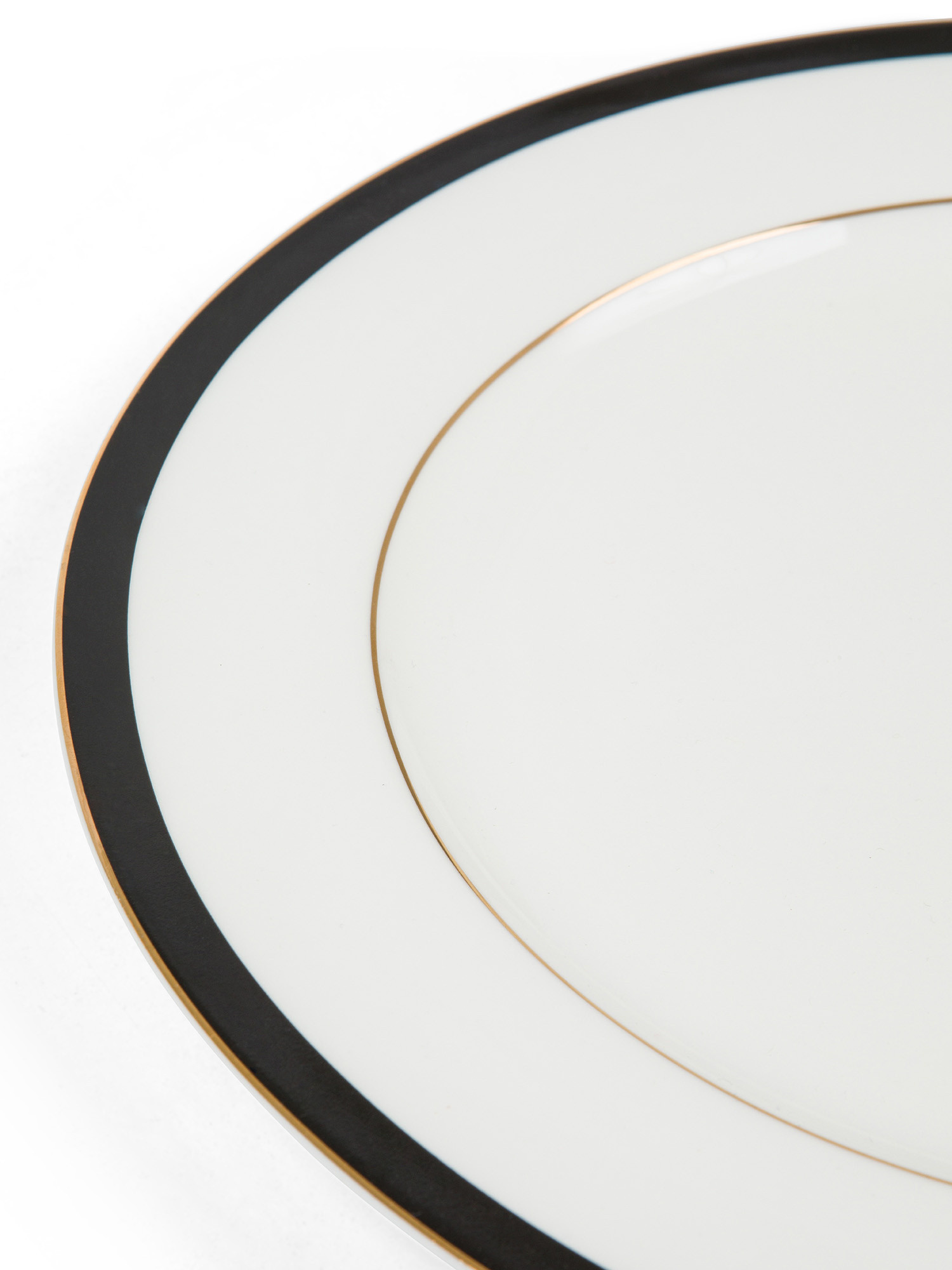 New bone china serving plate with black edge, White, large image number 1