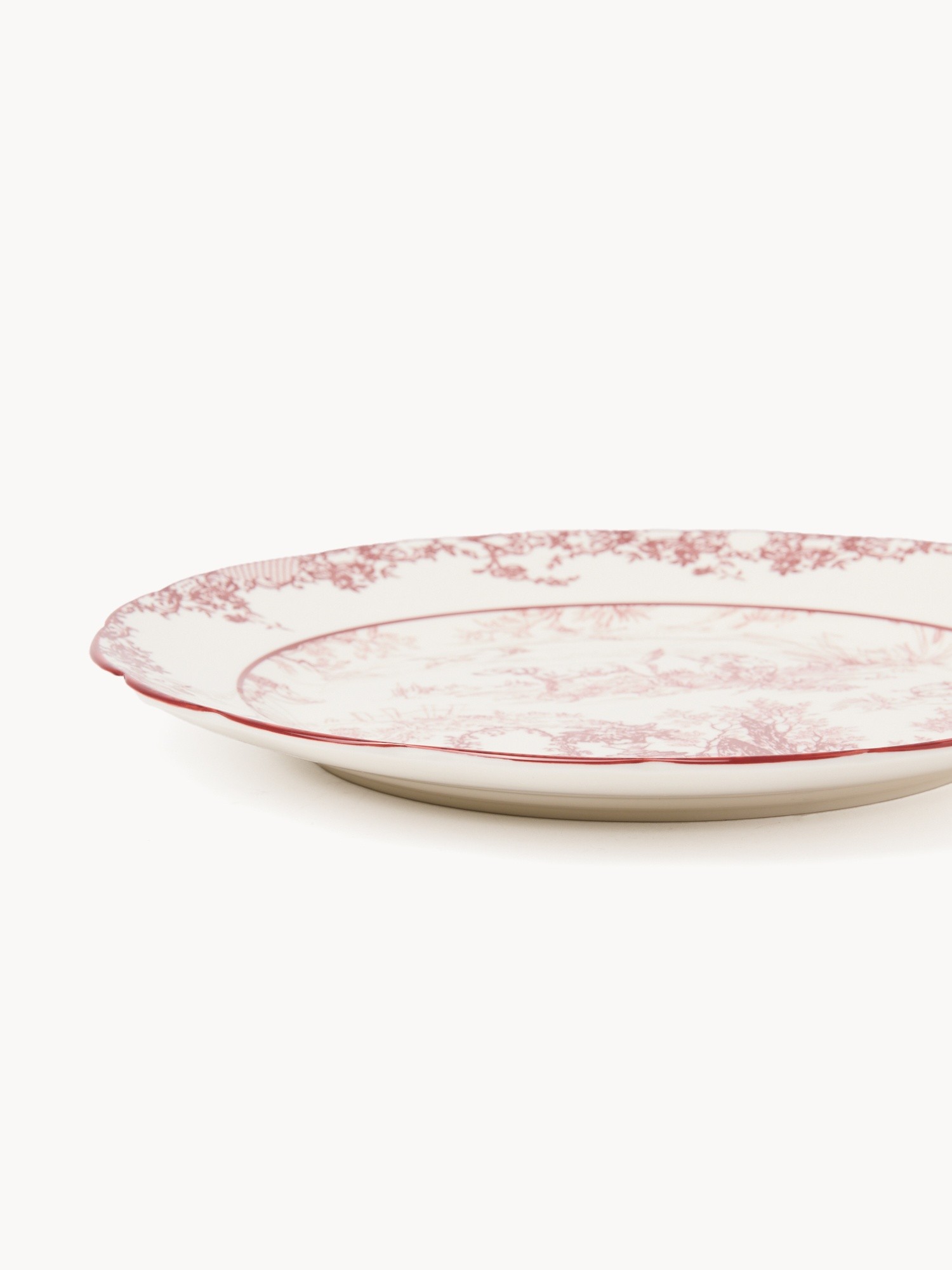Porcelain serving platter with a Toile de Jouy motif, Bianco/Rosso, large image number 1
