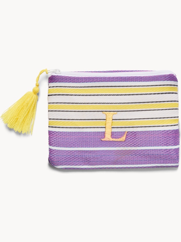 Pochette con lettera ricamata L