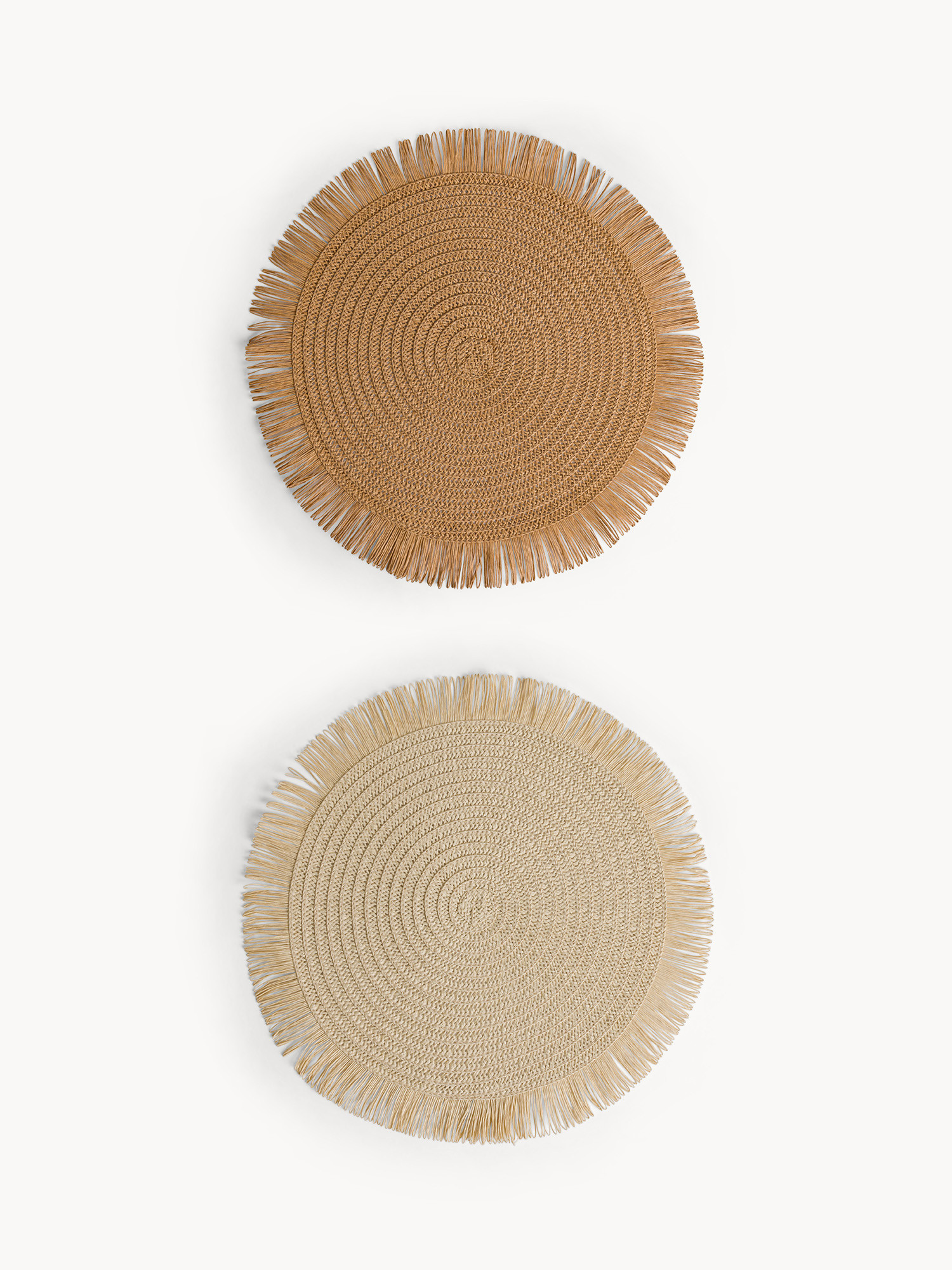 Textile paper placemat with fringes, Beige, large image number 0