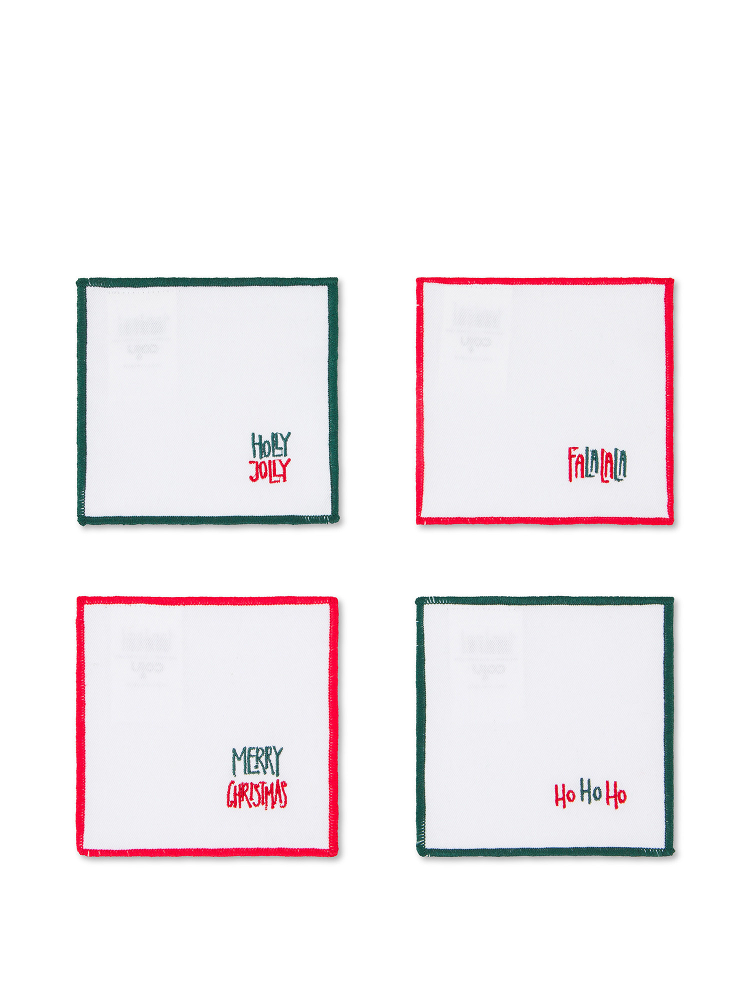 Set of 4 cocktail napkins with Christmas embroidery, White, large image number 2